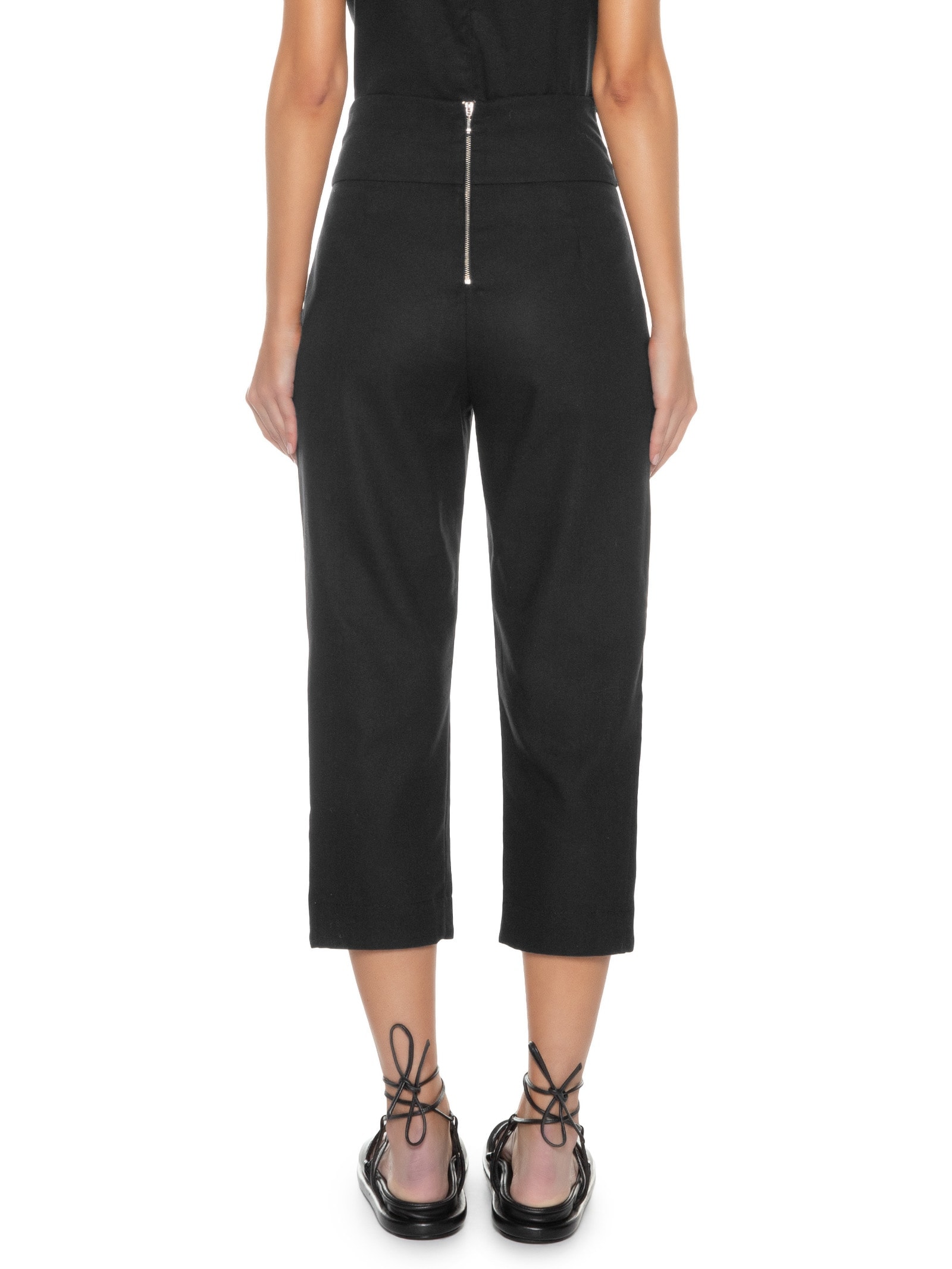Calça Feminina Em Linho Misto Preto '2Essential