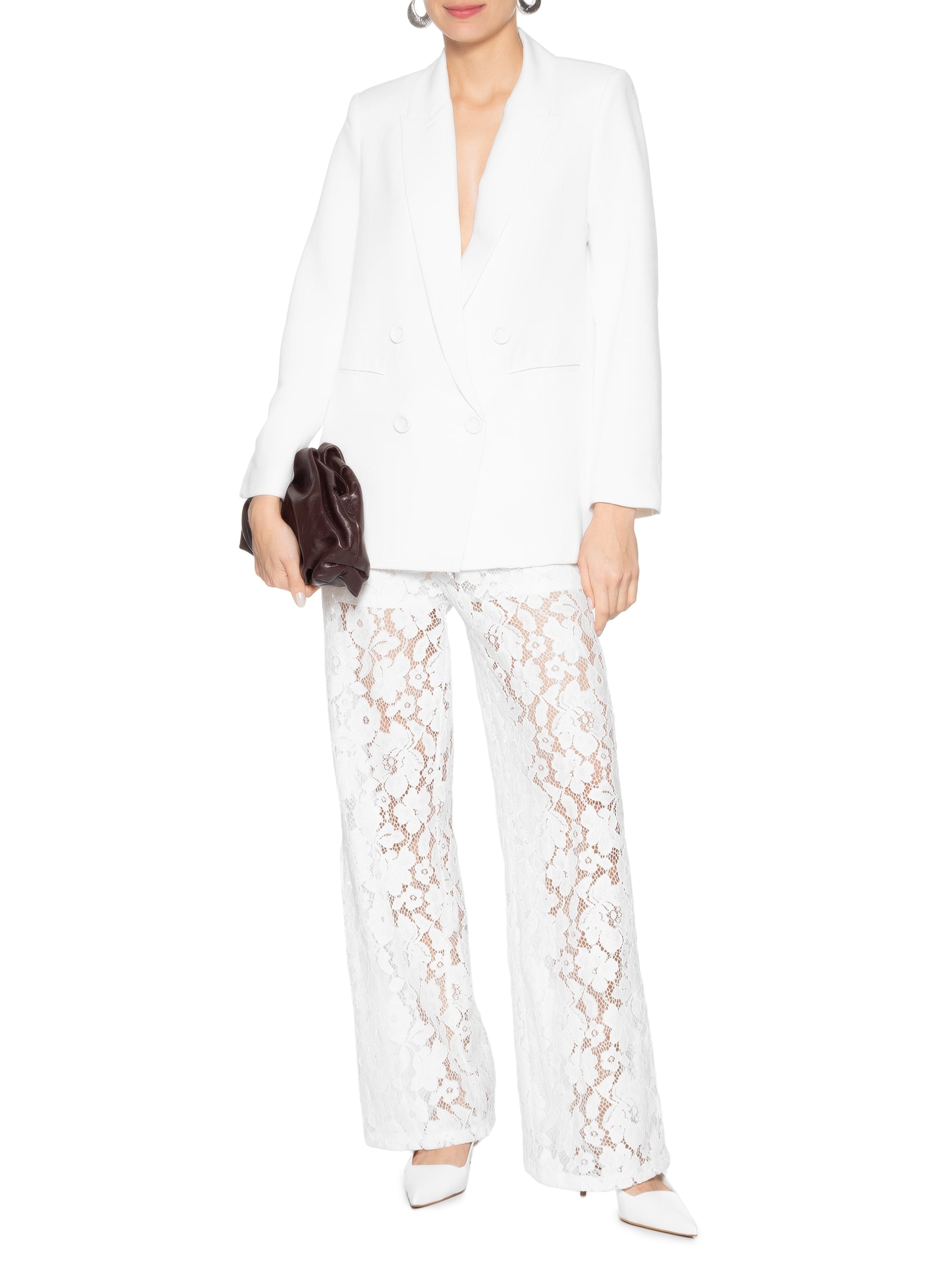 Calça Feminina Em Renda Branco Market 33