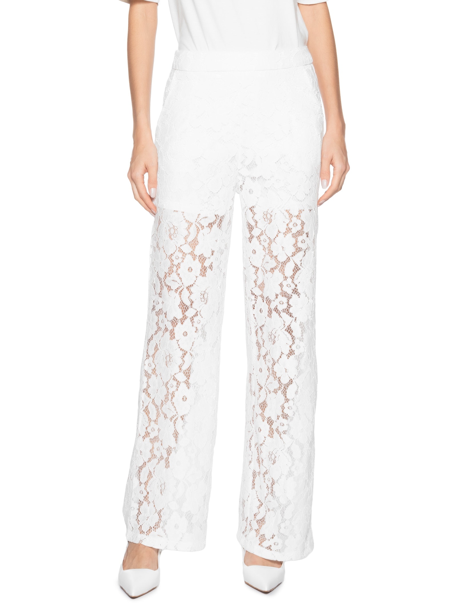 Calça Feminina Em Renda Branco Market 33