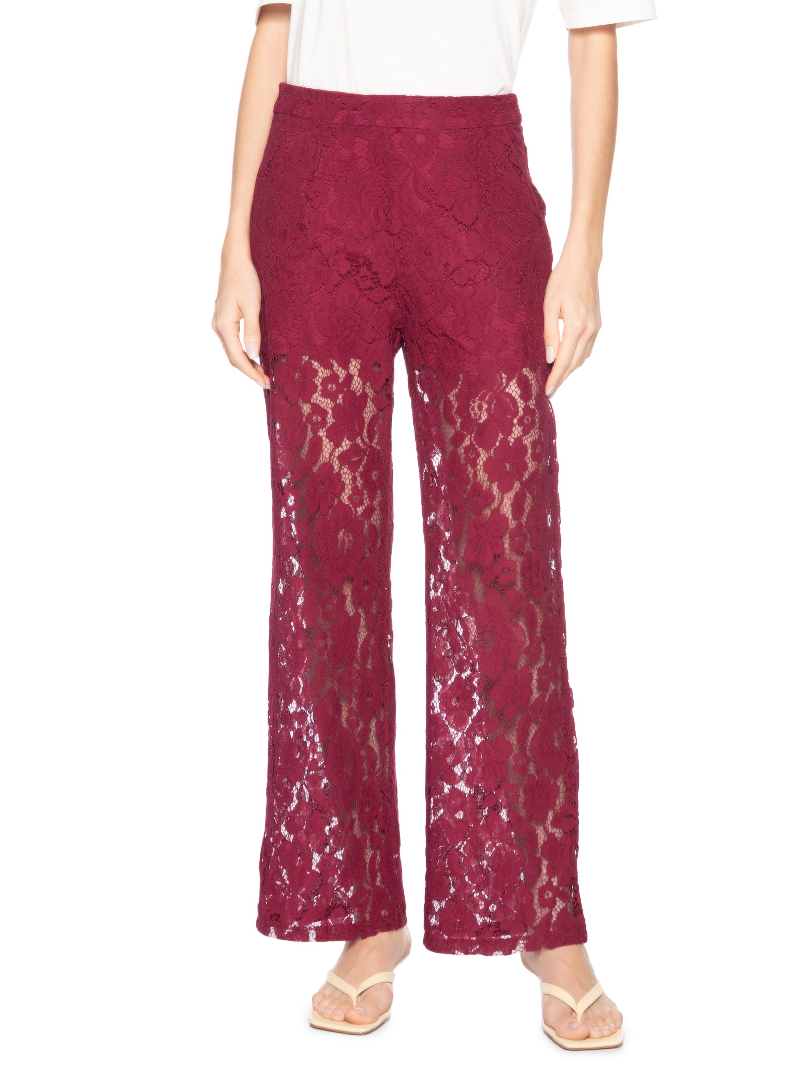 Calça Feminina Em Renda Vermelho Market 33