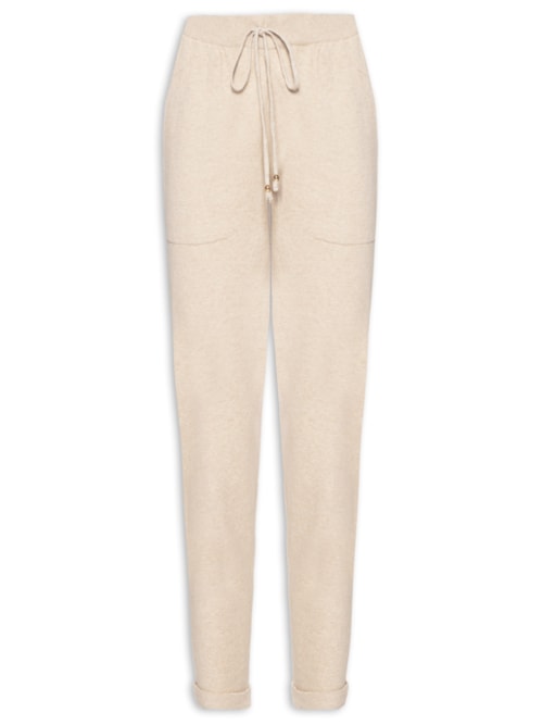Calça Feminina em Tricot com Barra Italiana – Bege