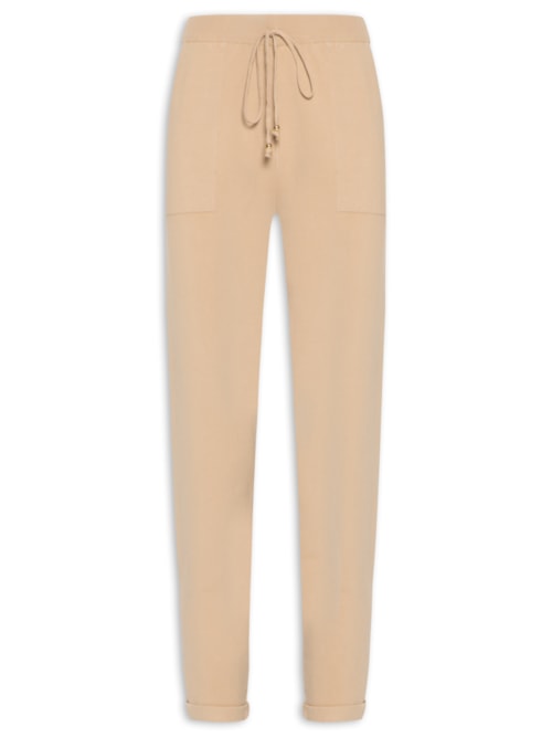 Calça Feminina Em Tricot Com Barra Italiana – Bege