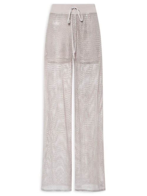 Calça Feminina Em Tricot Com Foil – Prata