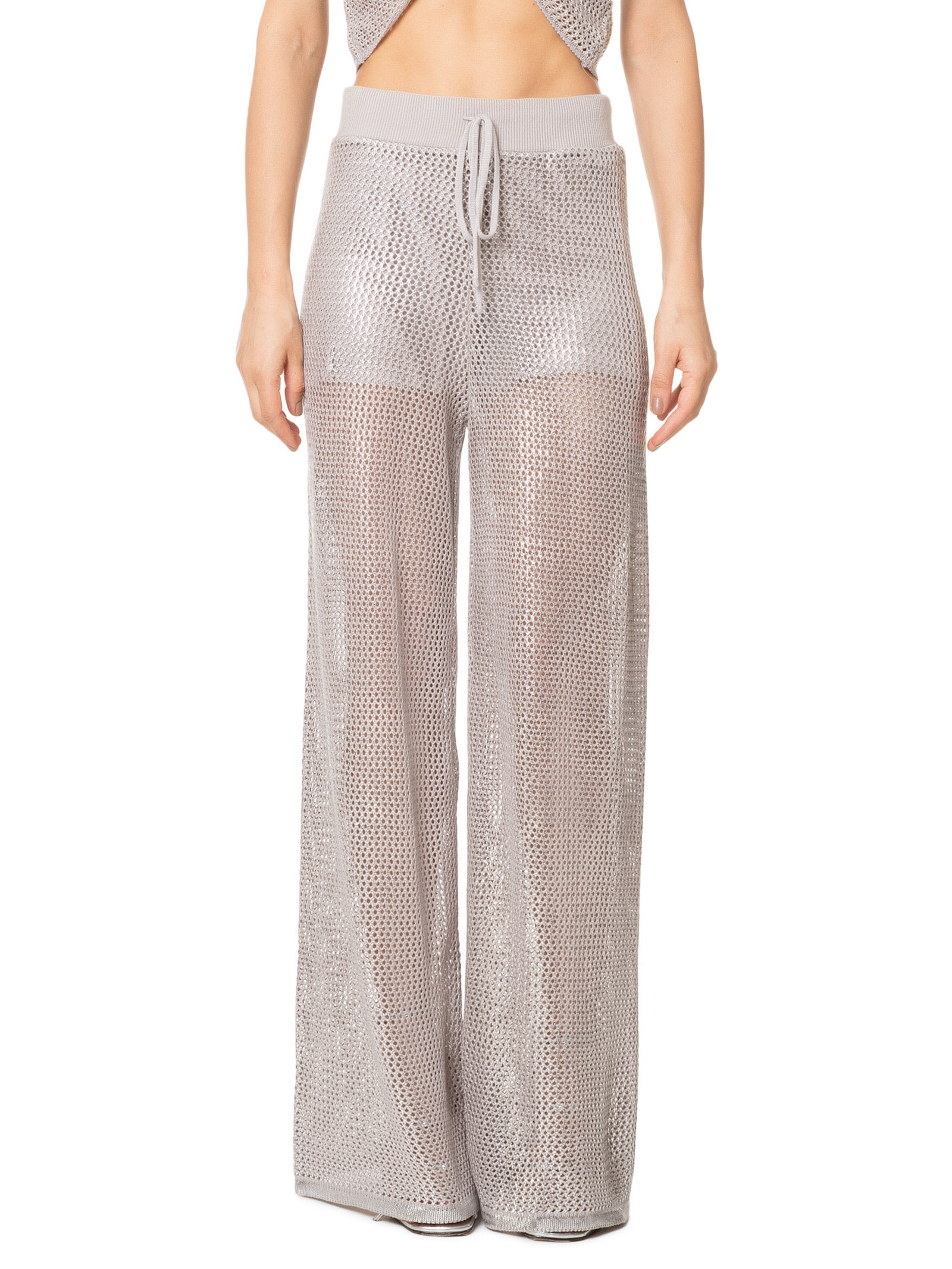 Calça Feminina Em Tricot Com Foil Prata Market 33