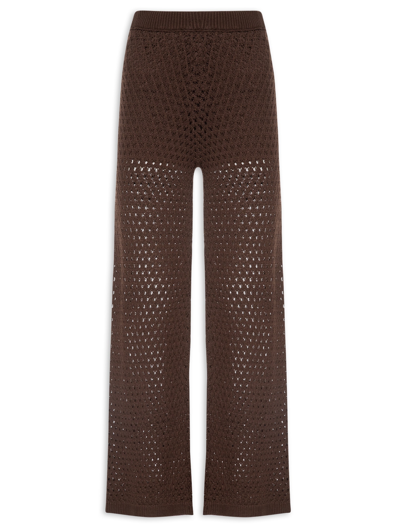 Calça Feminina Em Tricot Marrom Market 33