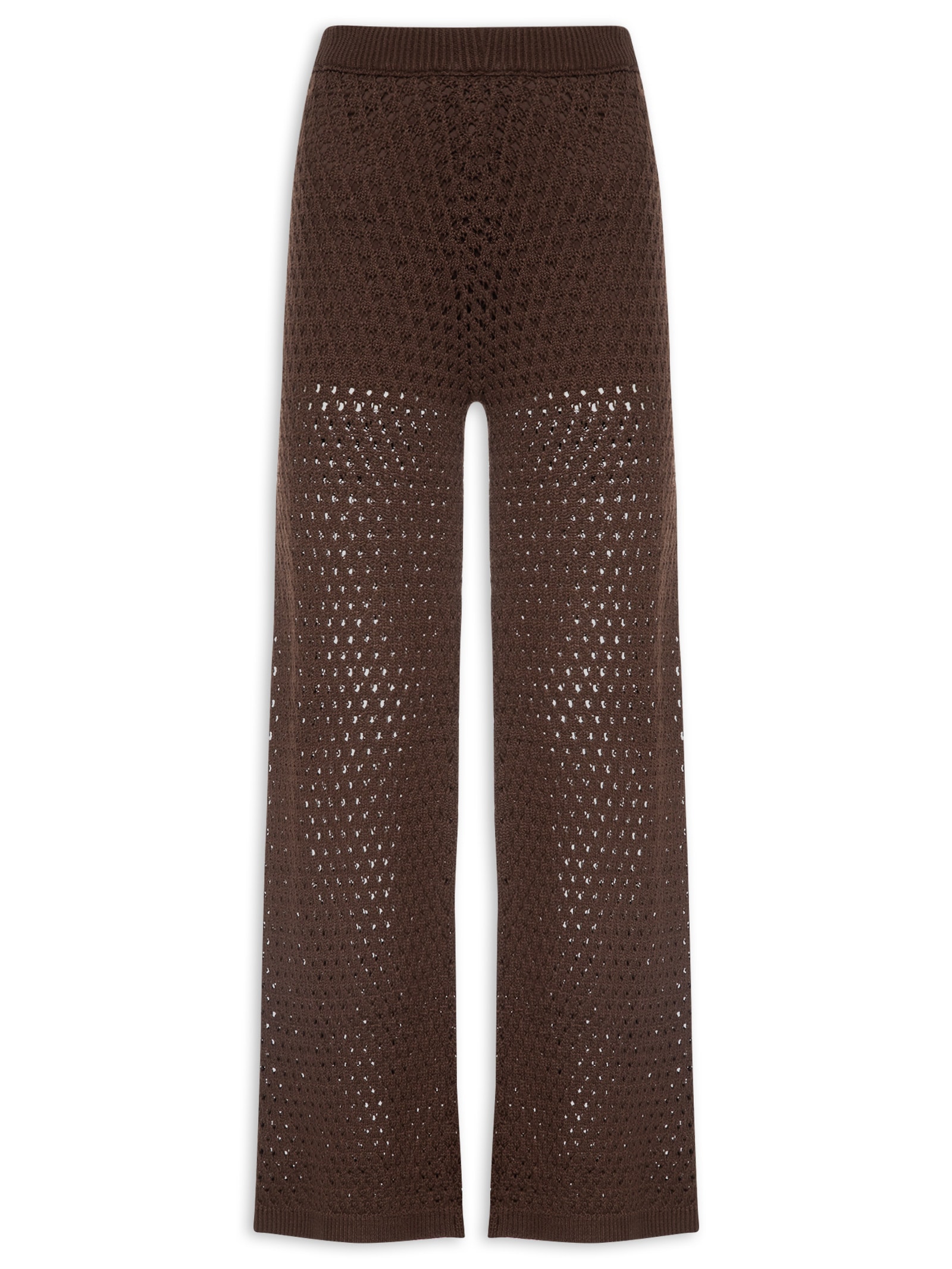 Calça Feminina Em Tricot Marrom Market 33