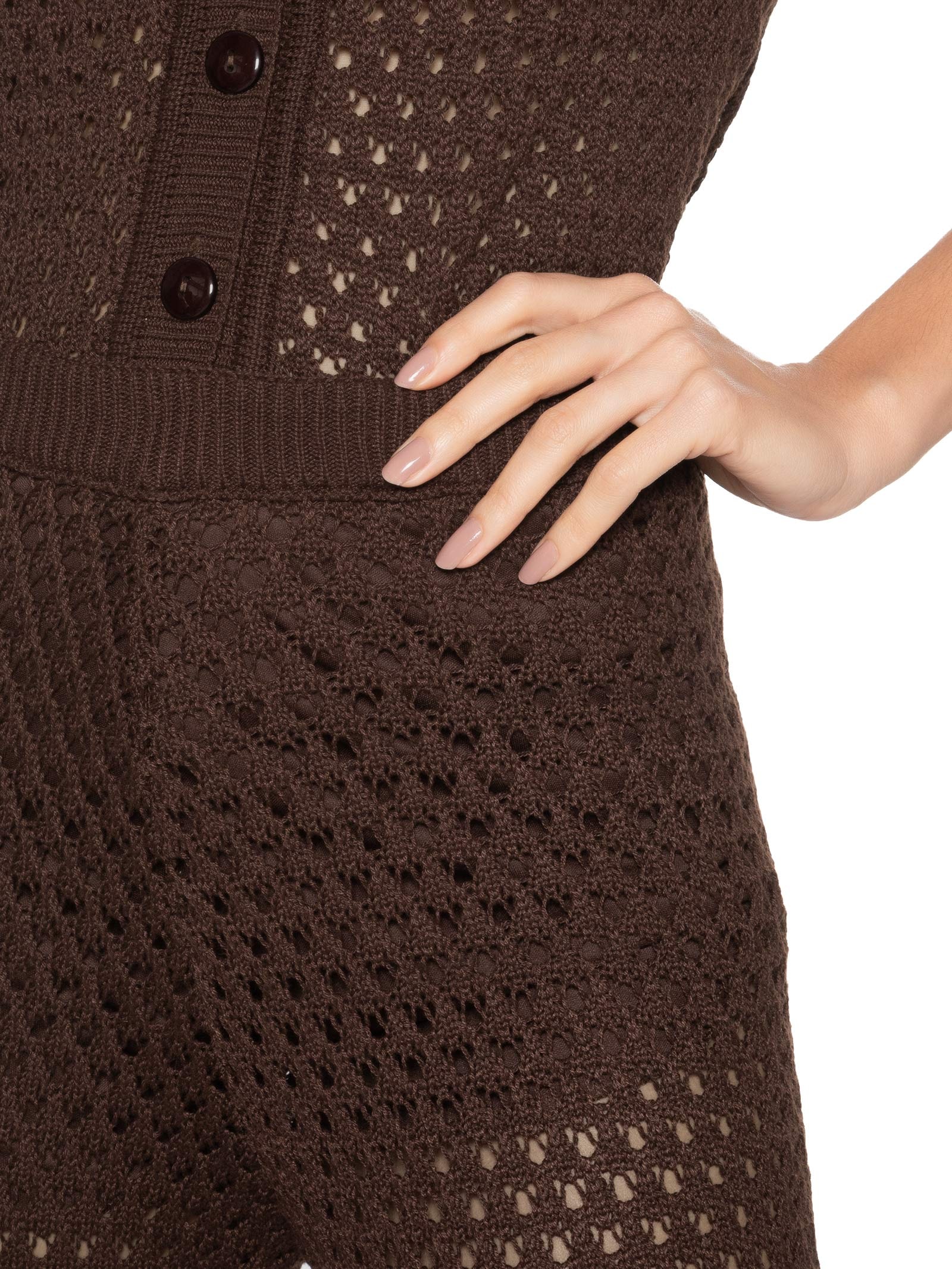 Calça Feminina Em Tricot Marrom Market 33