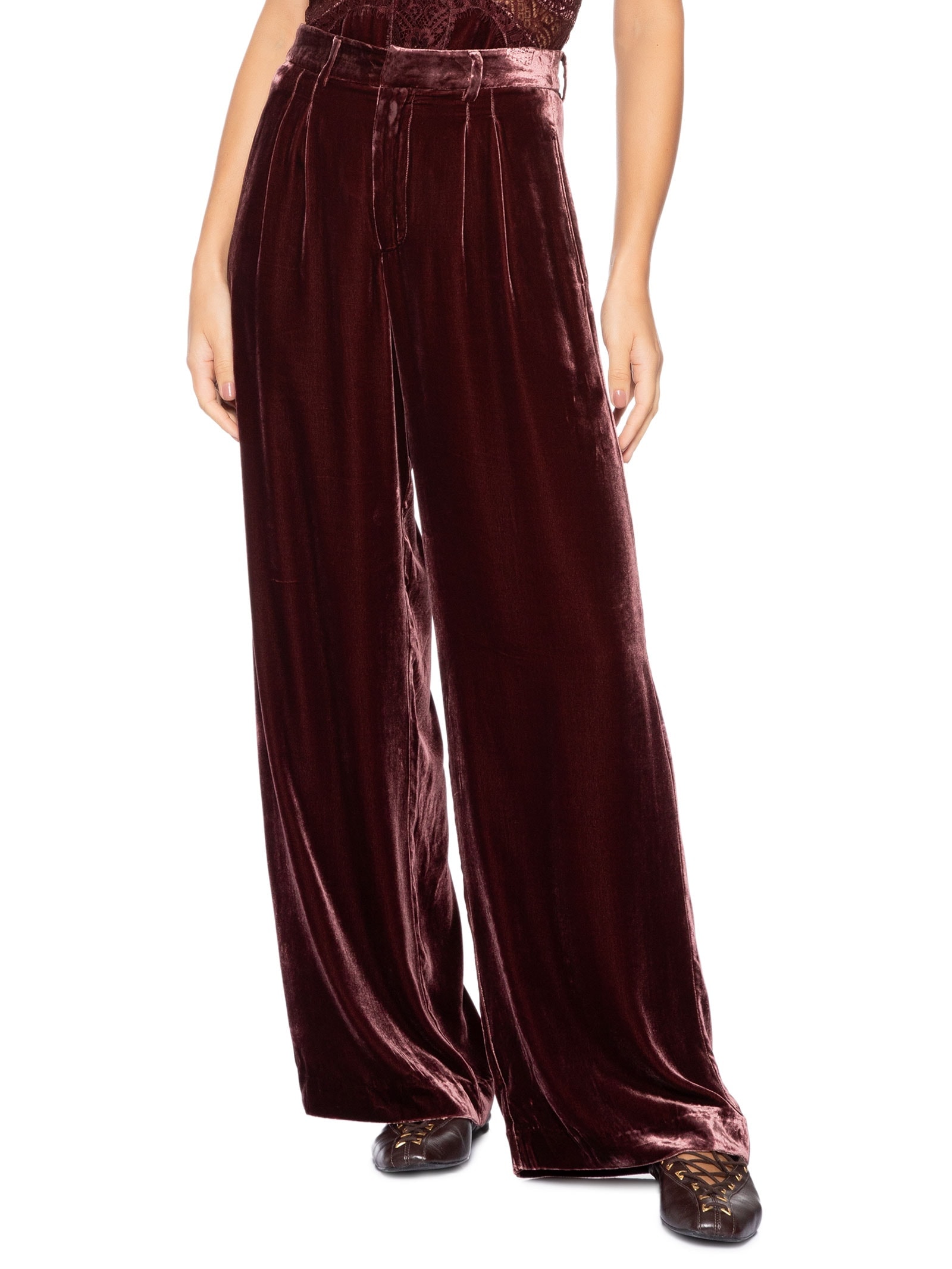 Calça Feminina Em Veludo Boho Roxo Animale