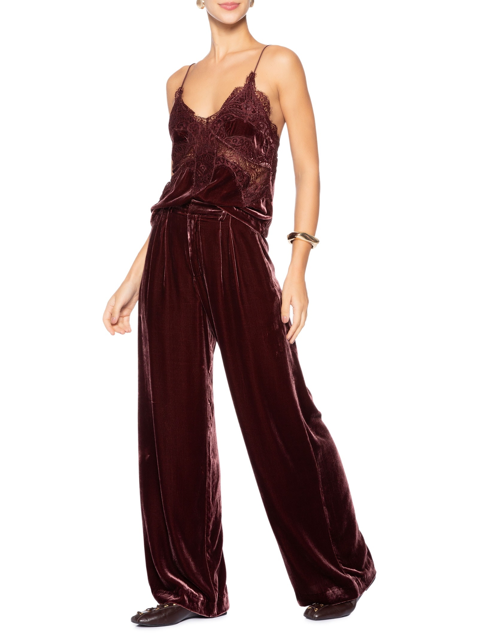 Calça Feminina Em Veludo Roxo Animale