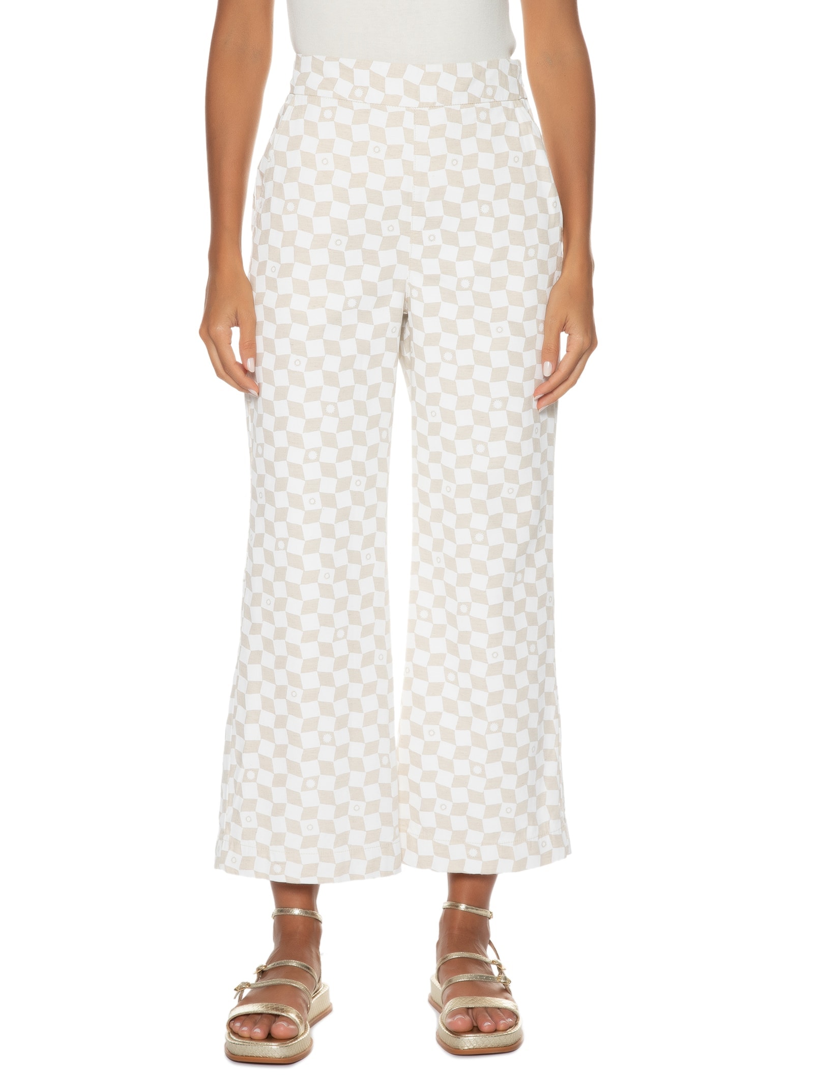 Calça Feminina Enigma Sarja Branco Cantão