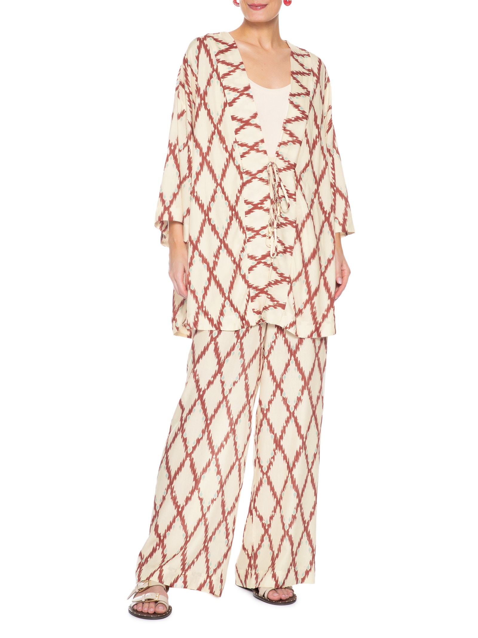Calça Feminina Estampa Férias De Verão Vermelho Dress To
