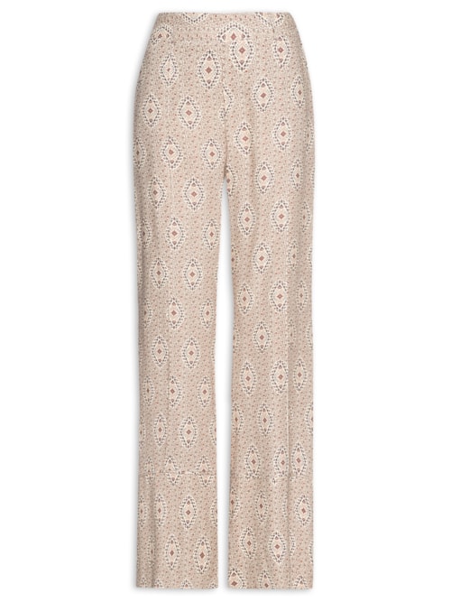 Calça Feminina Estampa Floral Jardim – Bege