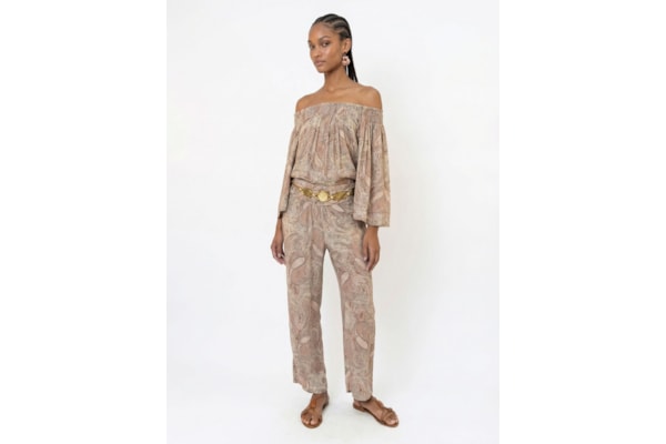 Calça Feminina Estampa Folk  – Rosa