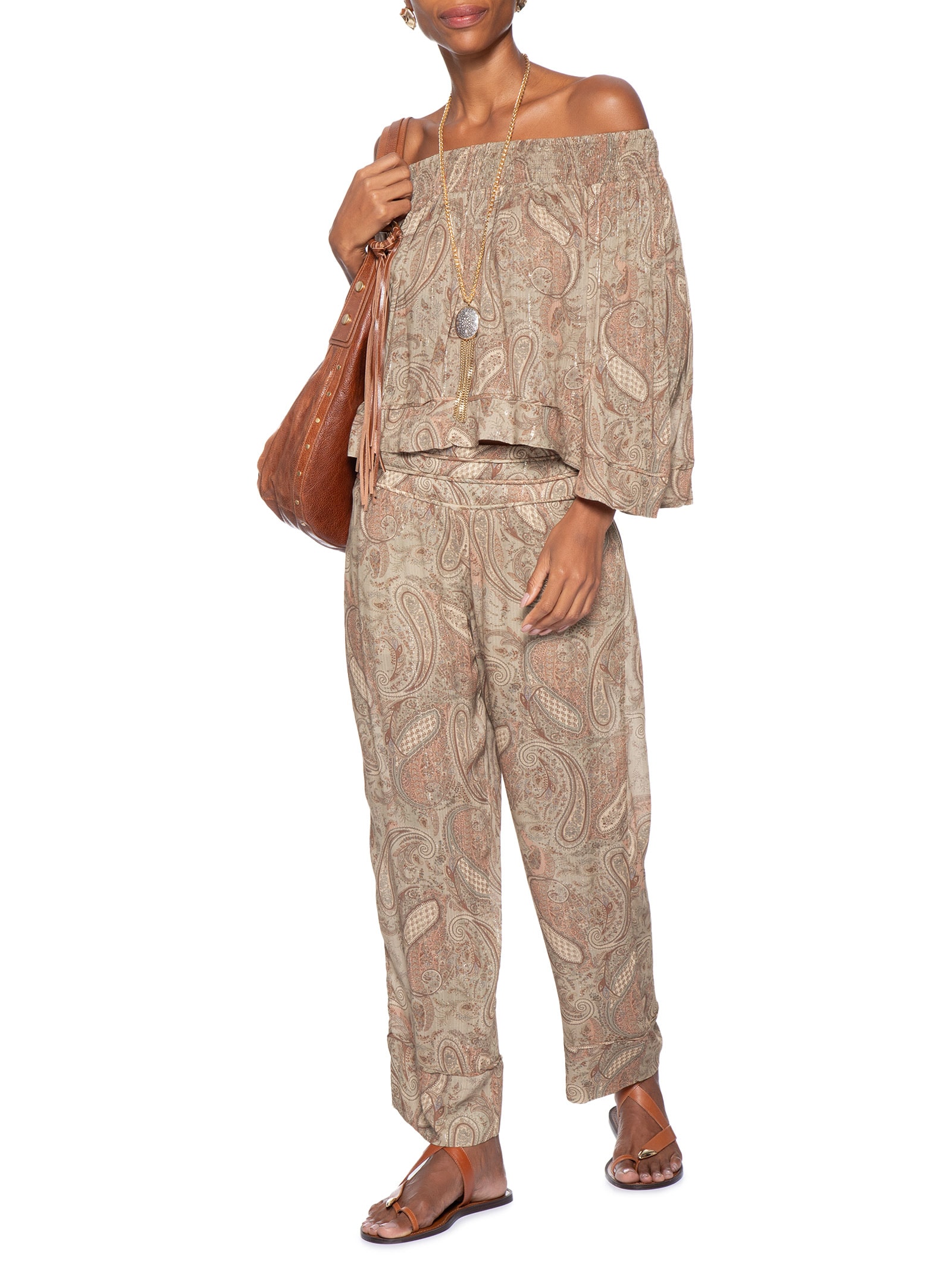 Calça Feminina Estampa Folk  – Rosa Maria Filó