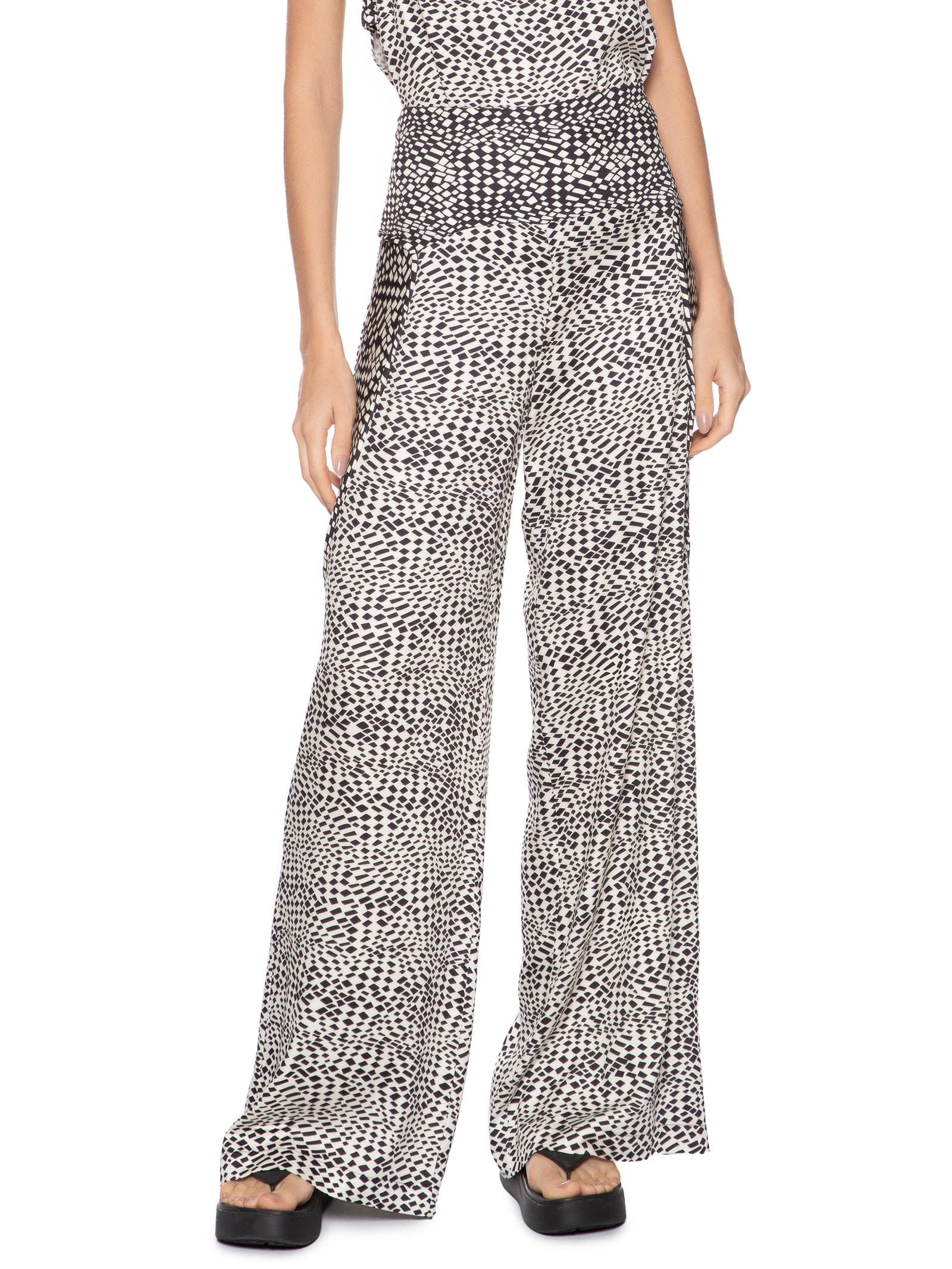 Calça Feminina Estampa Geométrica Strobo Hall Preto Animale Jeans