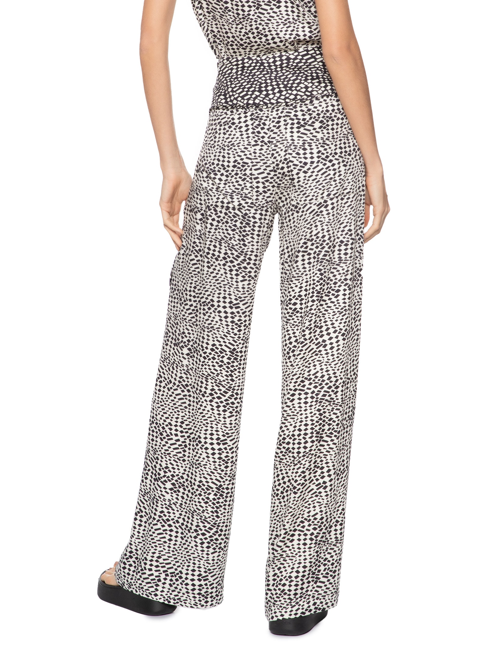 Calça Feminina Estampa Geométrica Strobo Hall Preto Animale Jeans