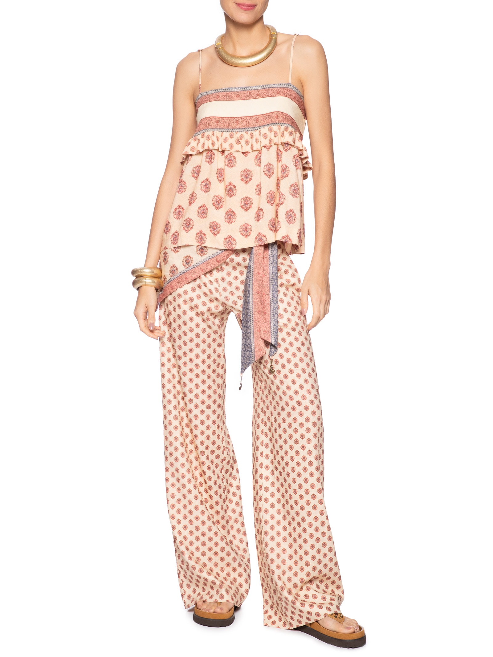 Calça Feminina Estampa Haze Rosa Maria Filó