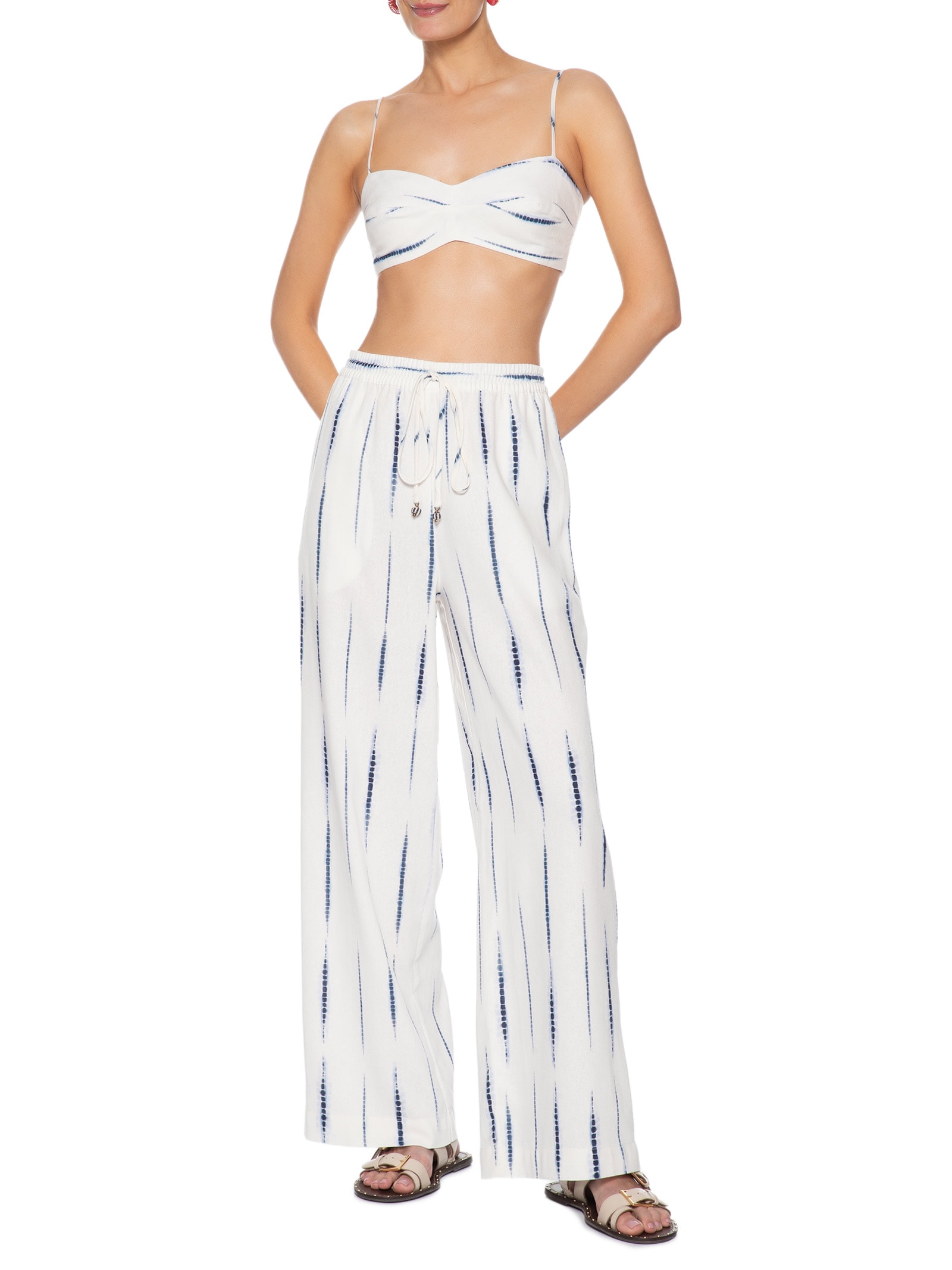 Calça Feminina Estampa Listra Tie Dye Branco Dress To