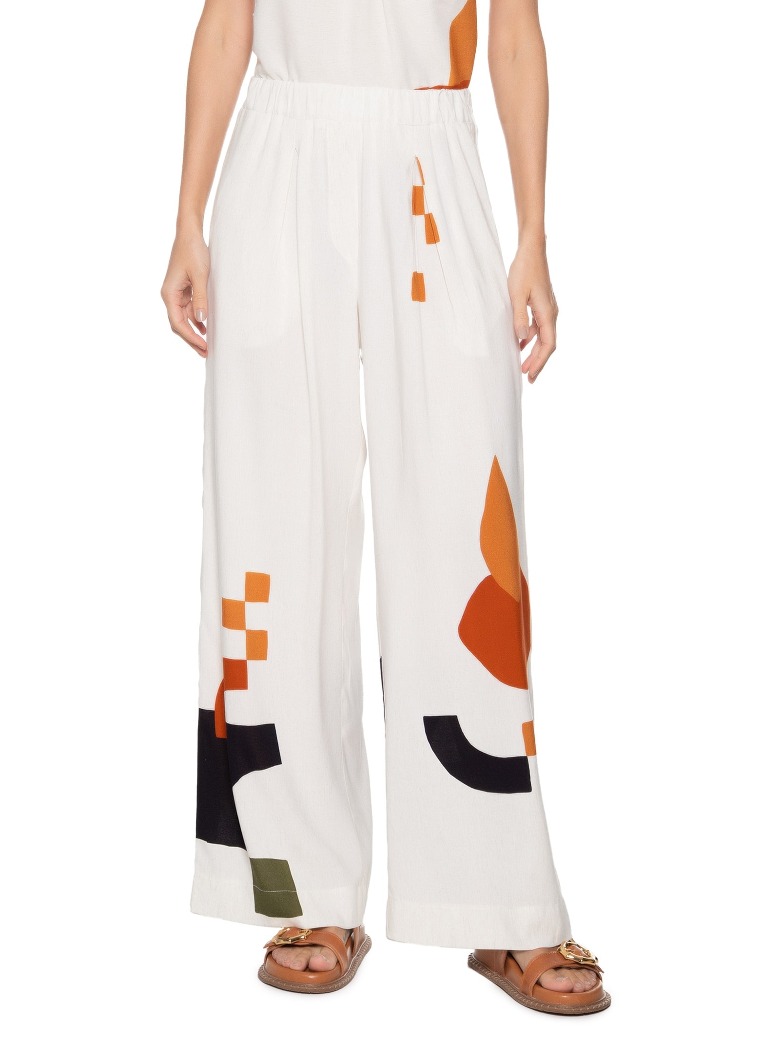 Calça Feminina Estampa Locus Off White Cantão