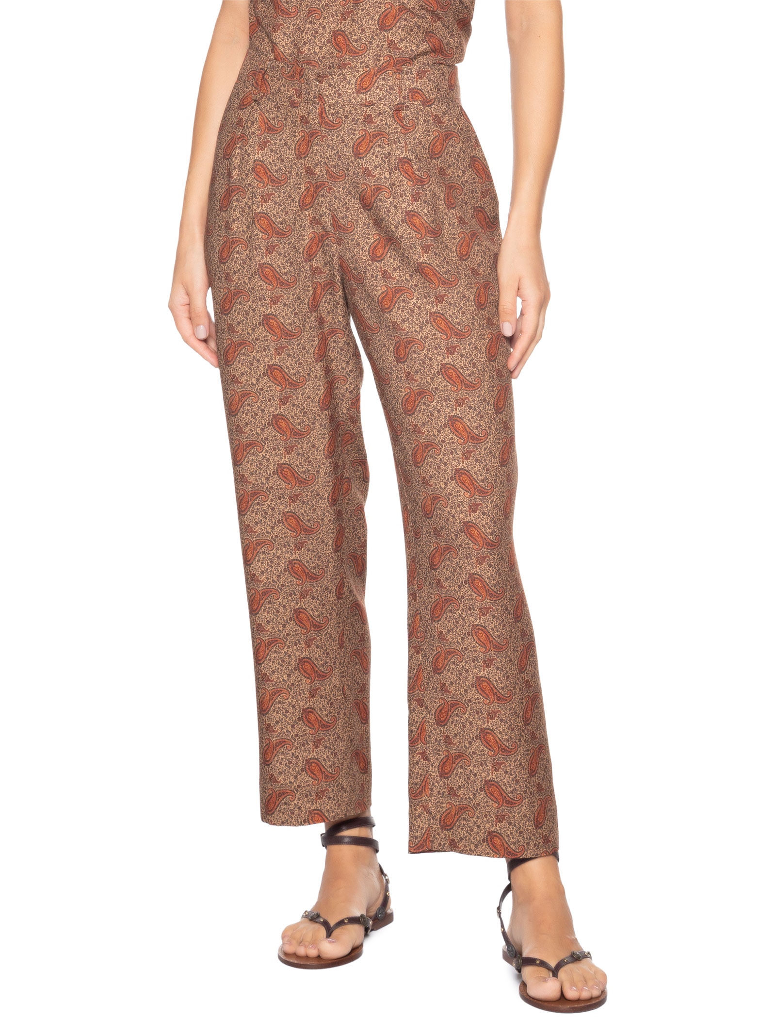 Calça Feminina Estampa Maya Marrom Maria Filó