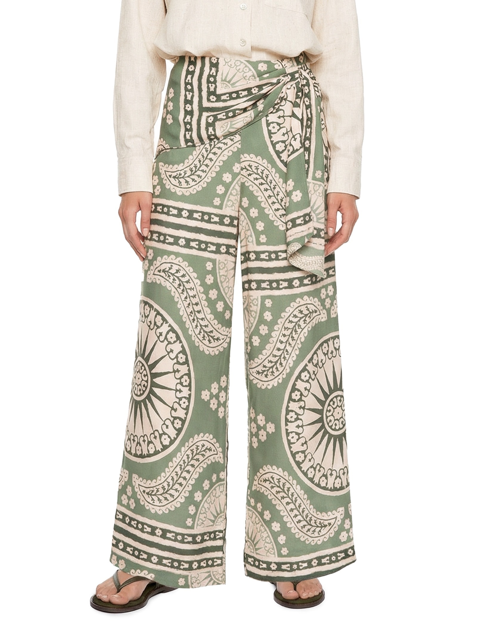Calça feminina Estampada Com Faixa Verde Cacay