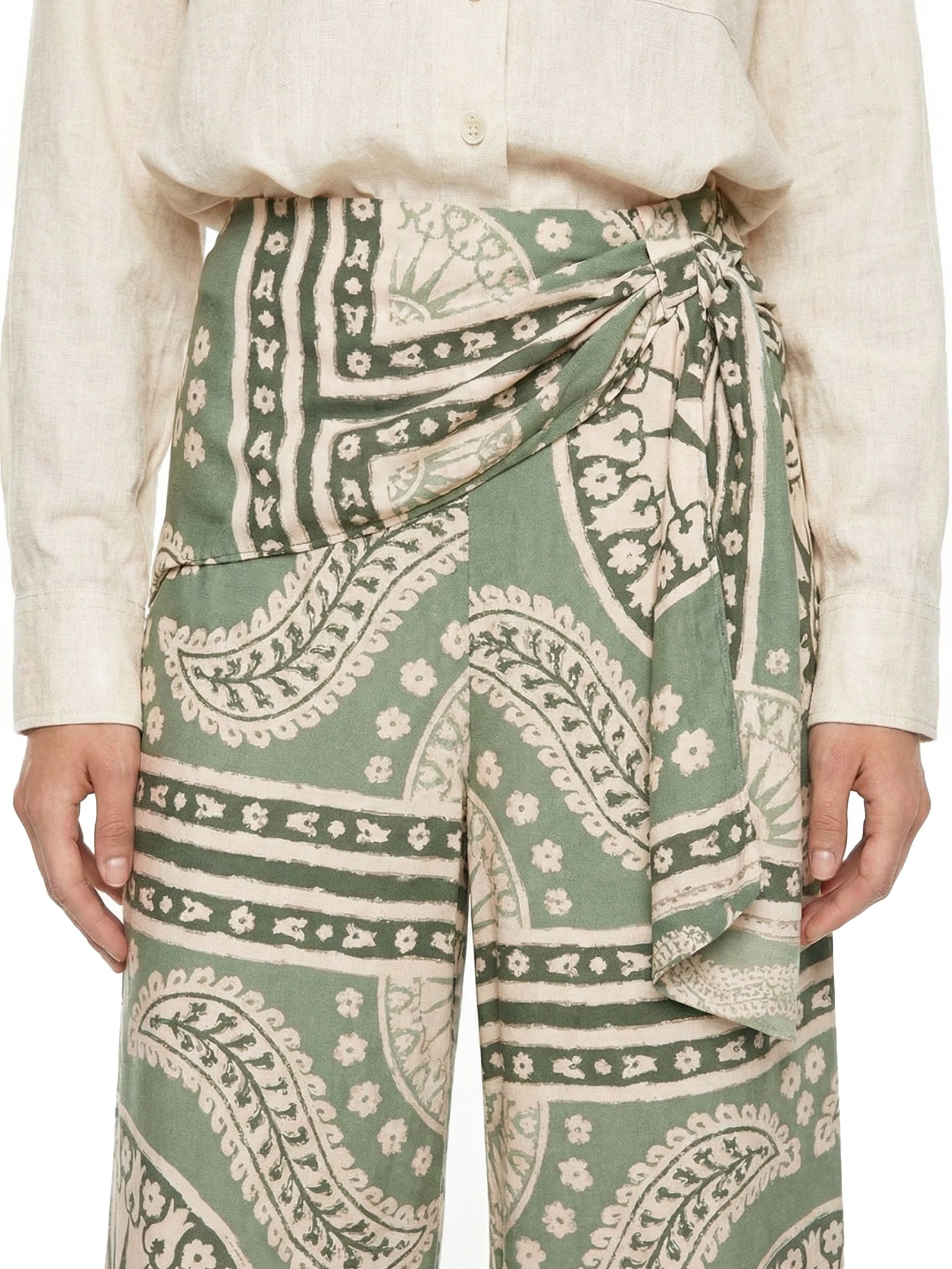 Calça feminina Estampada Com Faixa Verde Cacay