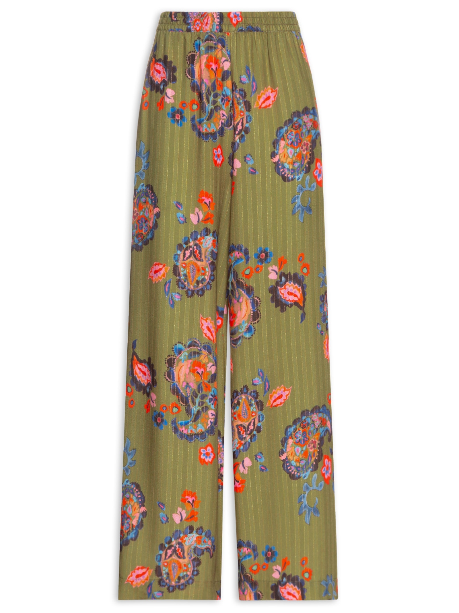 Calça Feminina Estampada Paisley Acqua Verde Cantão