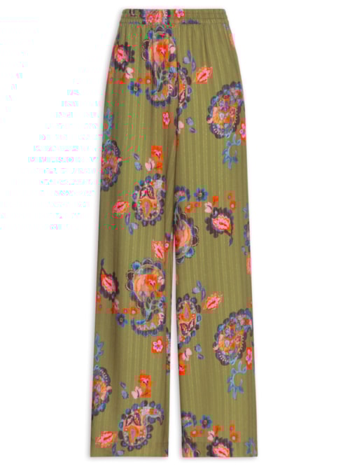 Calça Feminina Estampada Paisley Acqua – Verde