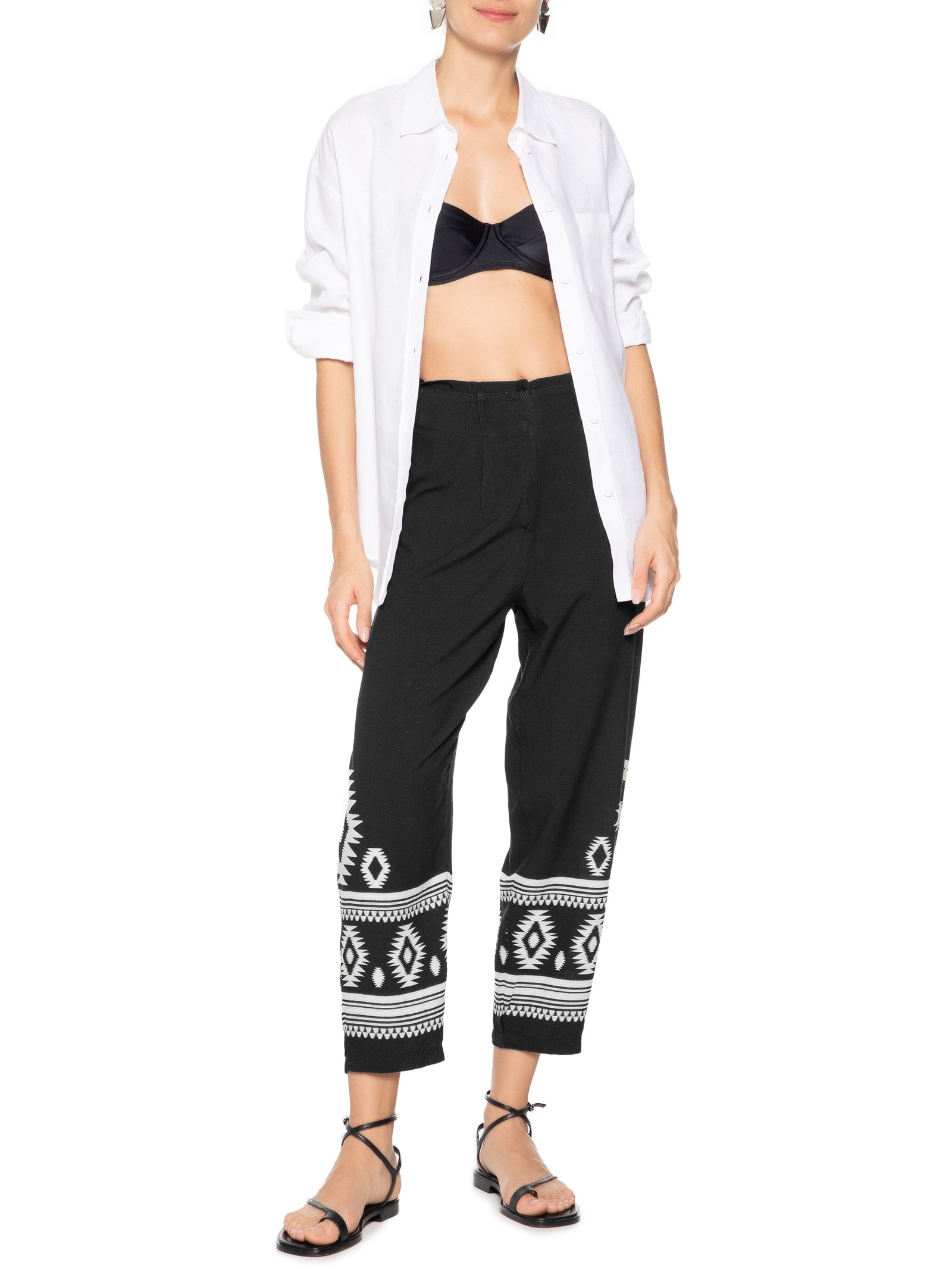 Calça Feminina Estampada Preto Cia Marítima