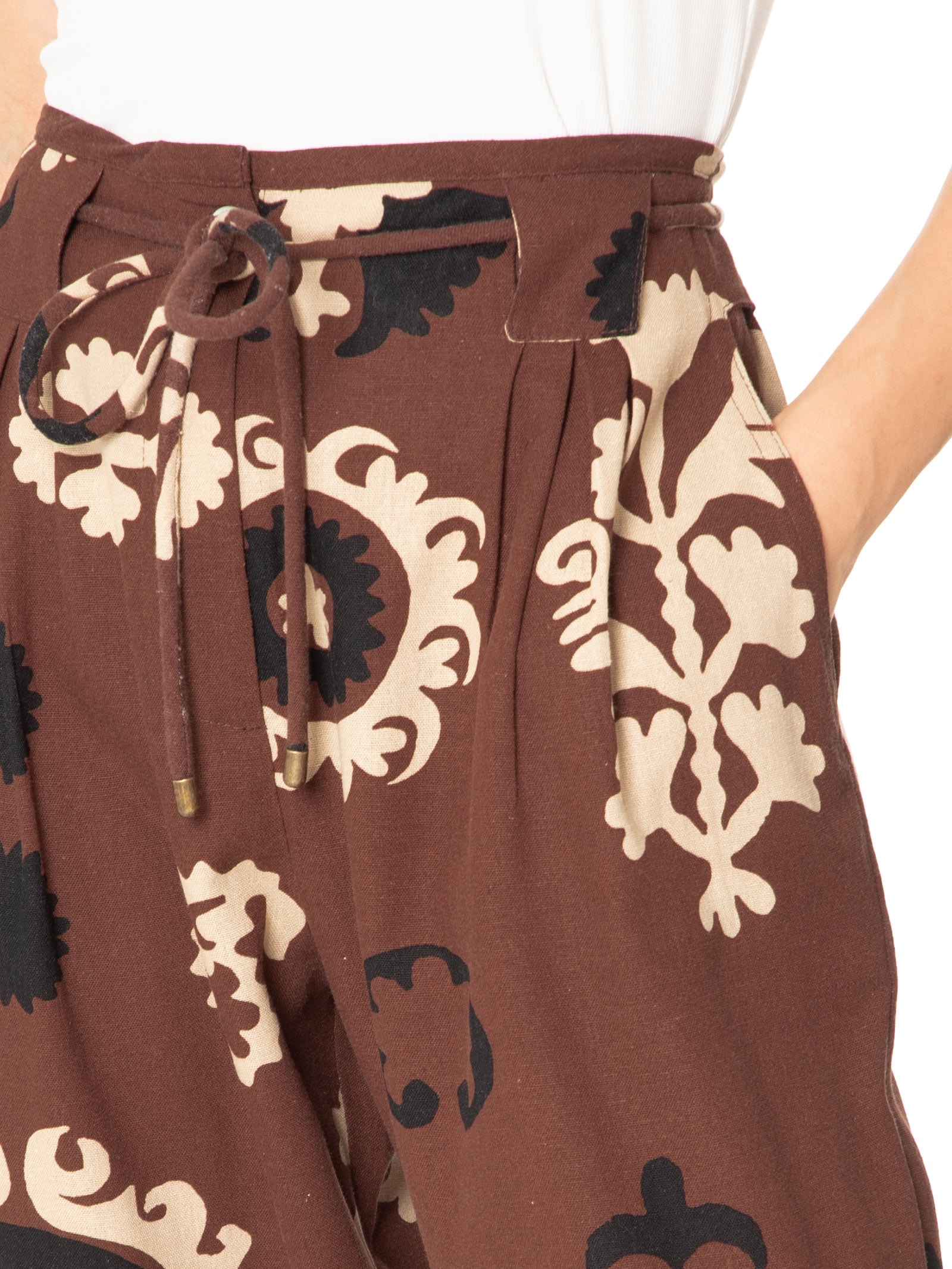 Calça Feminina Estampada Romani Marrom Cantão