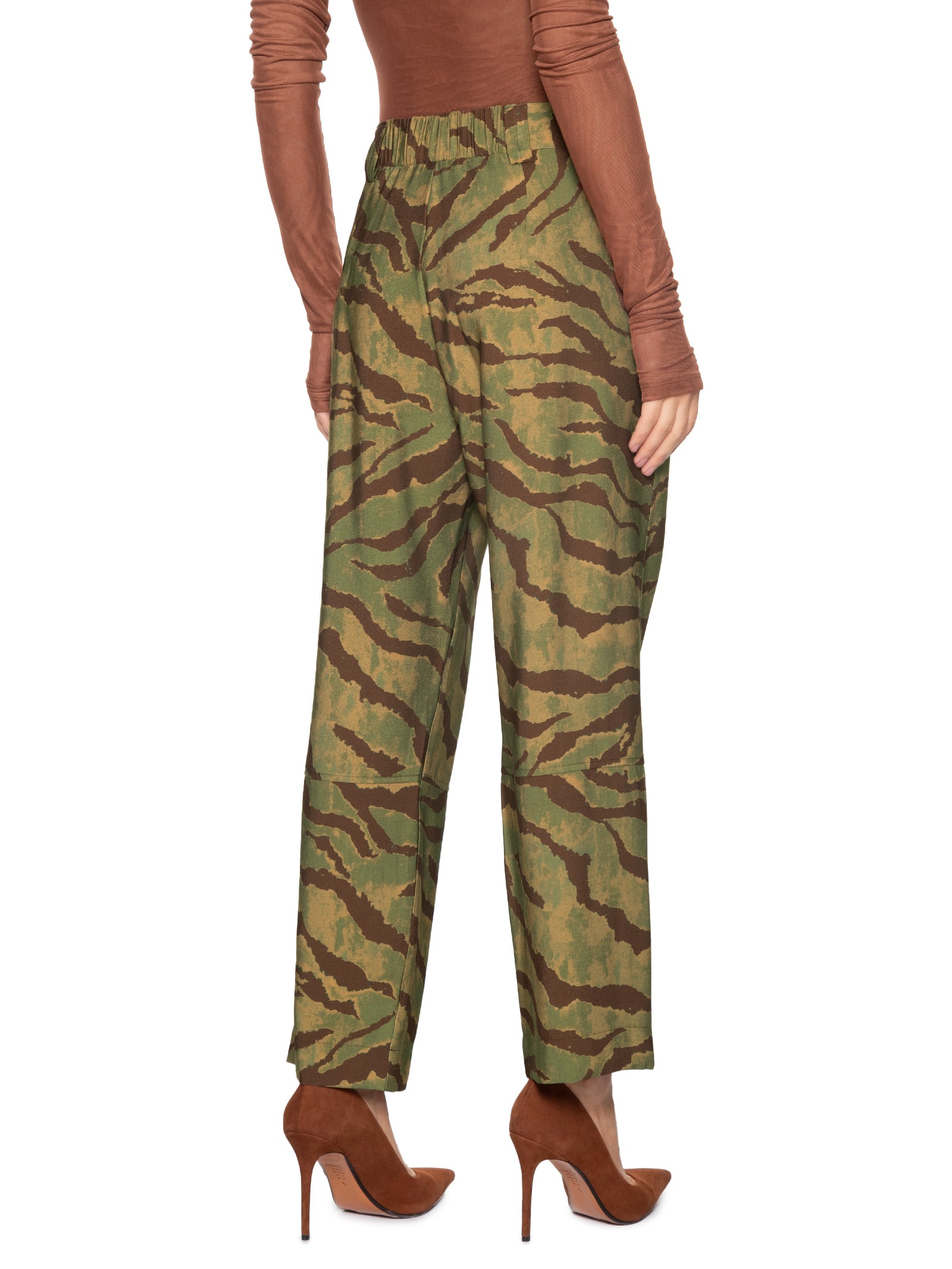 Calça Feminina Estampada Verde Open