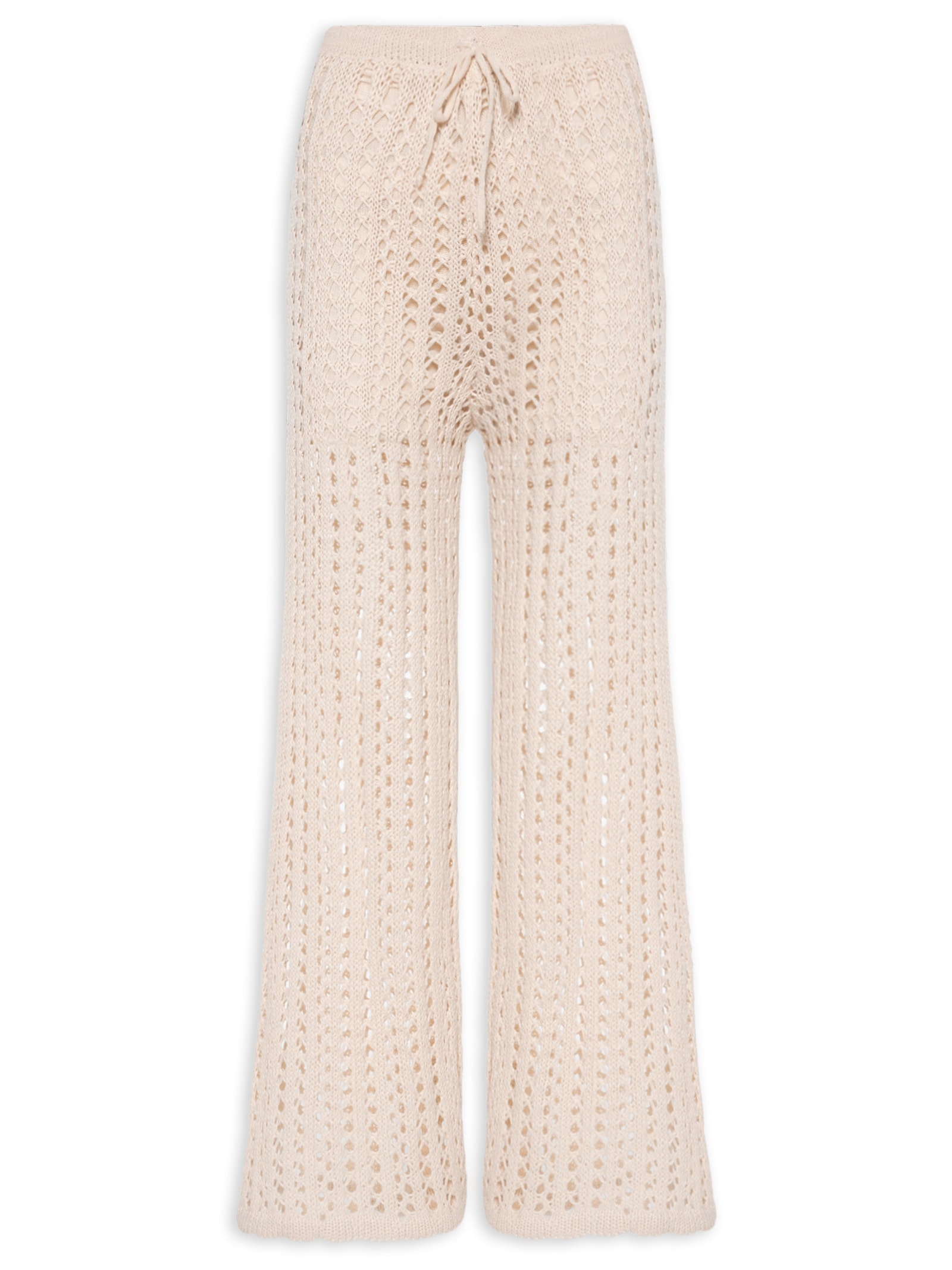 Calça Feminina Estilo Crochê Tricot Bege Cacay