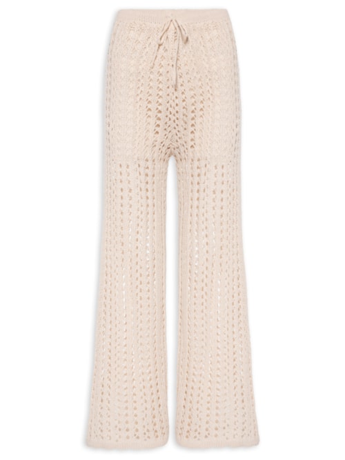 Calça Feminina Estilo Crochê Tricot – Bege