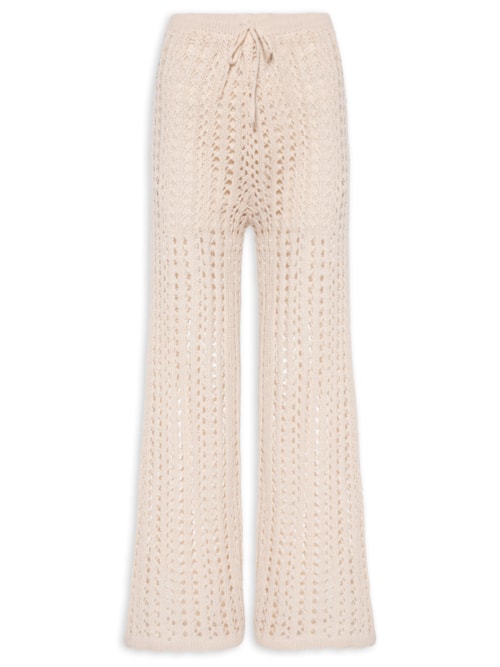 Calça Feminina Estilo Crochê Tricot - Bege