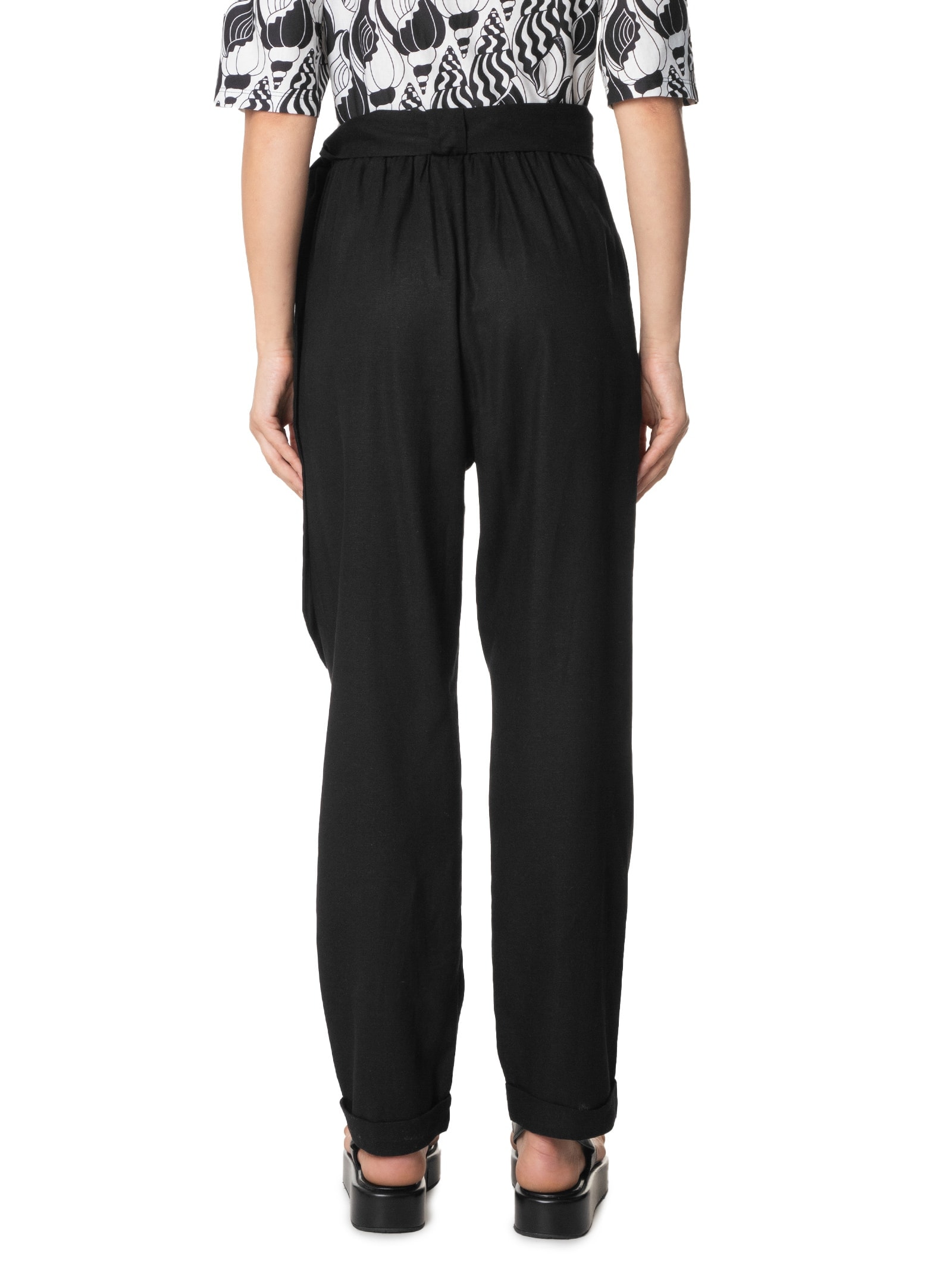 Calça Feminina Faixa Botões Preto Farm