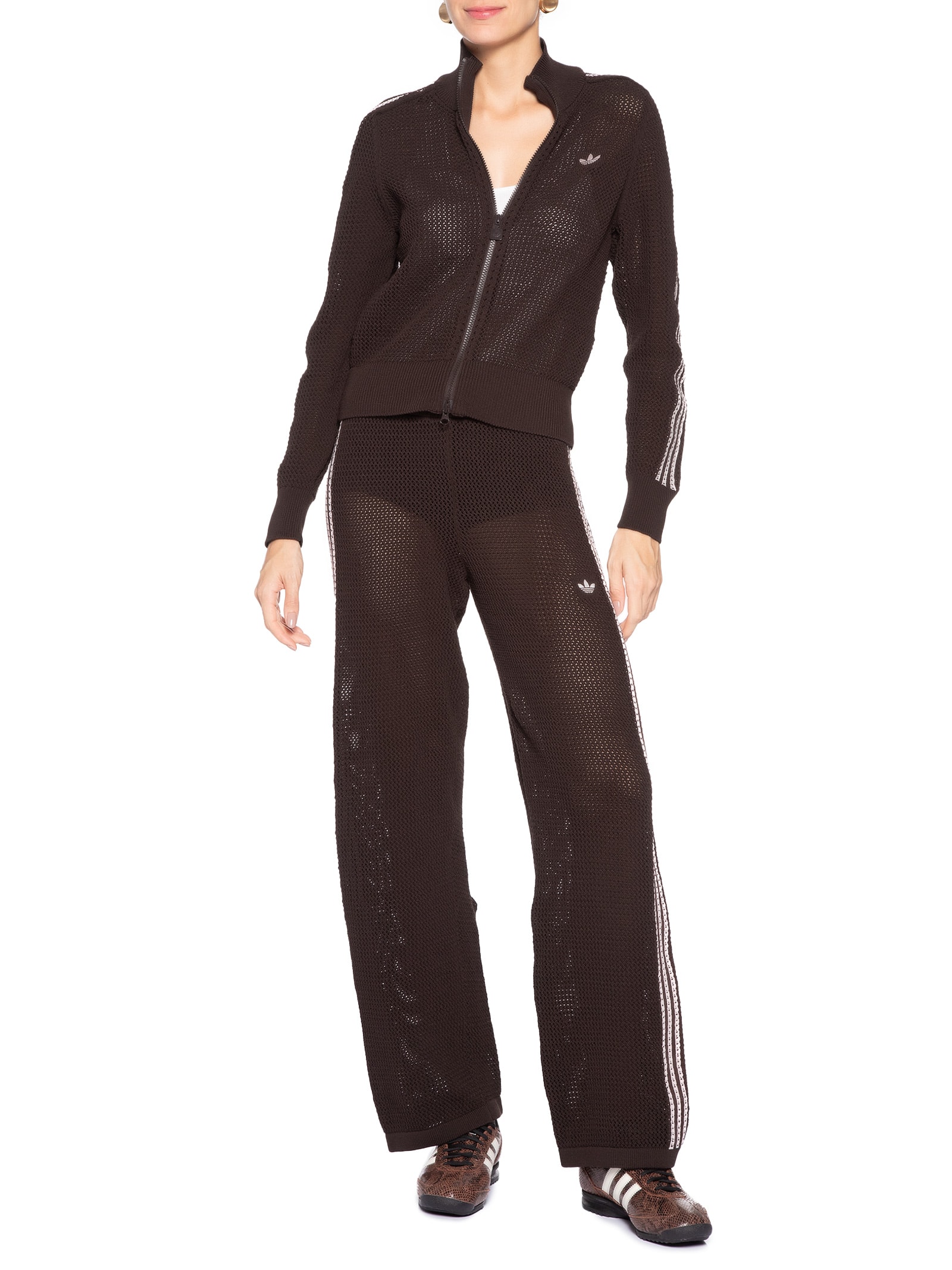 Calça Feminina Firebird Crochet Marrom Adidas Originals