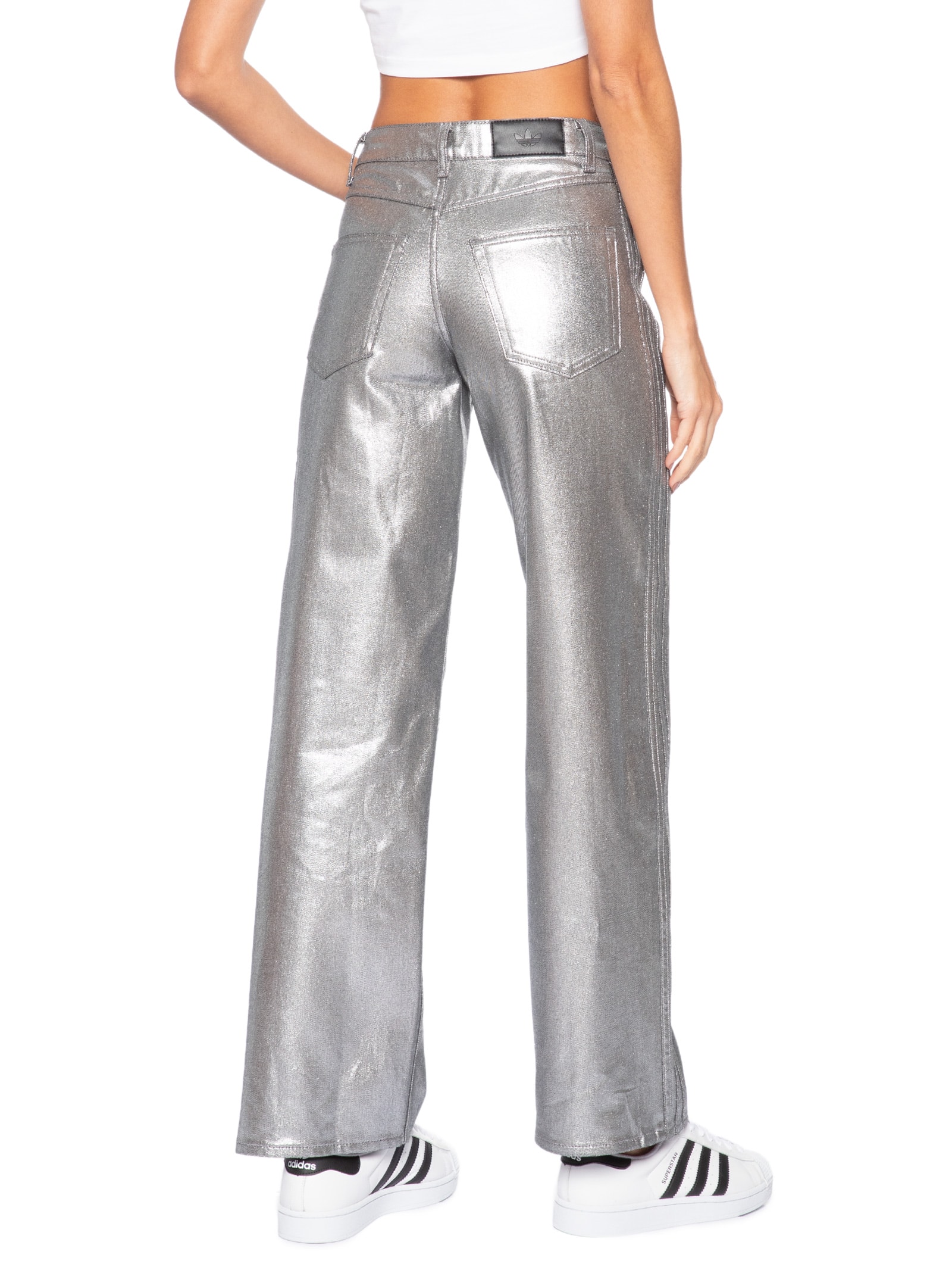 Calça Feminina Firebird Rb Denim Prateado Adidas Originals