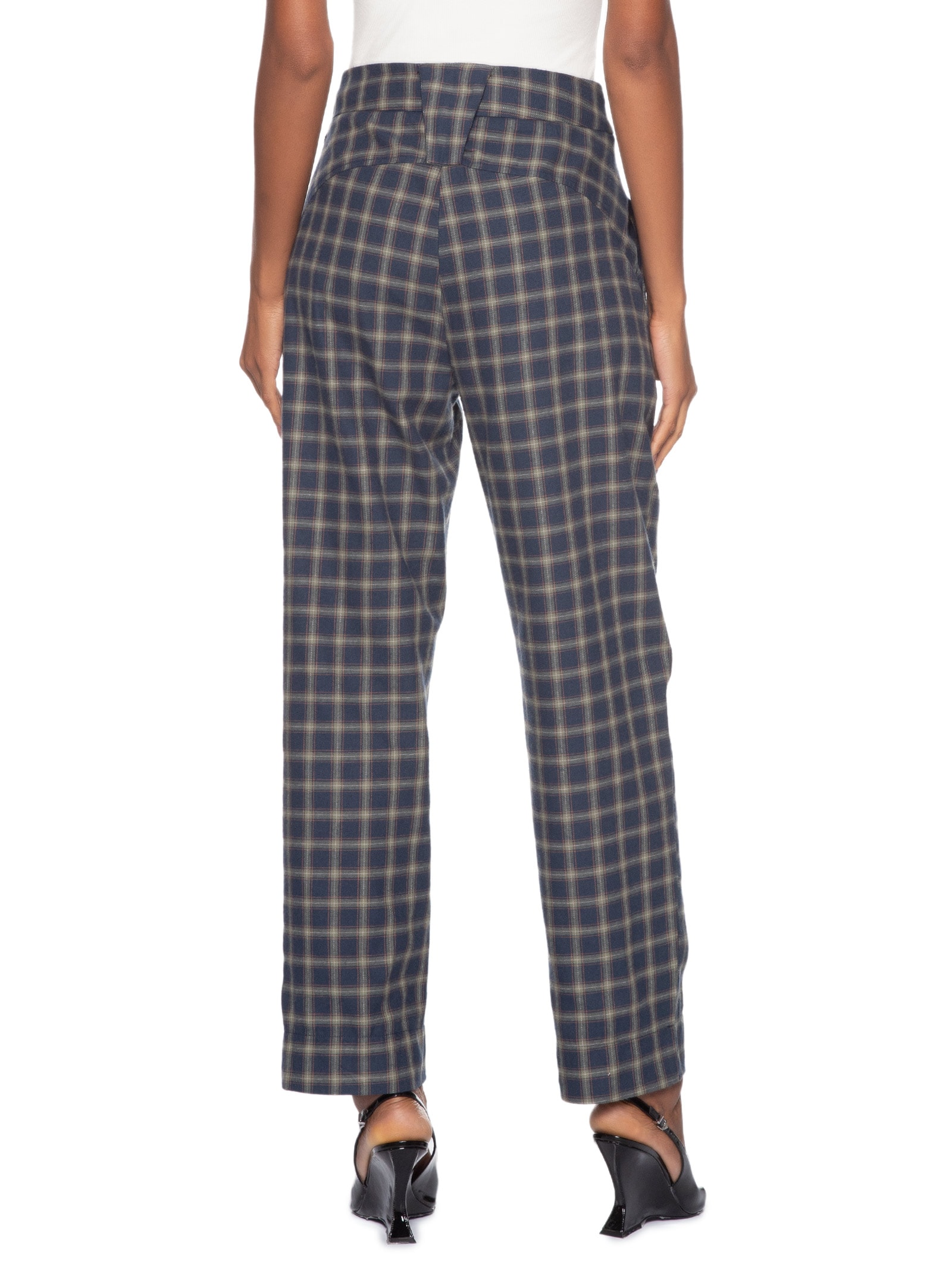 Calça Feminina Flanela Xadrez Azul Animale Jeans