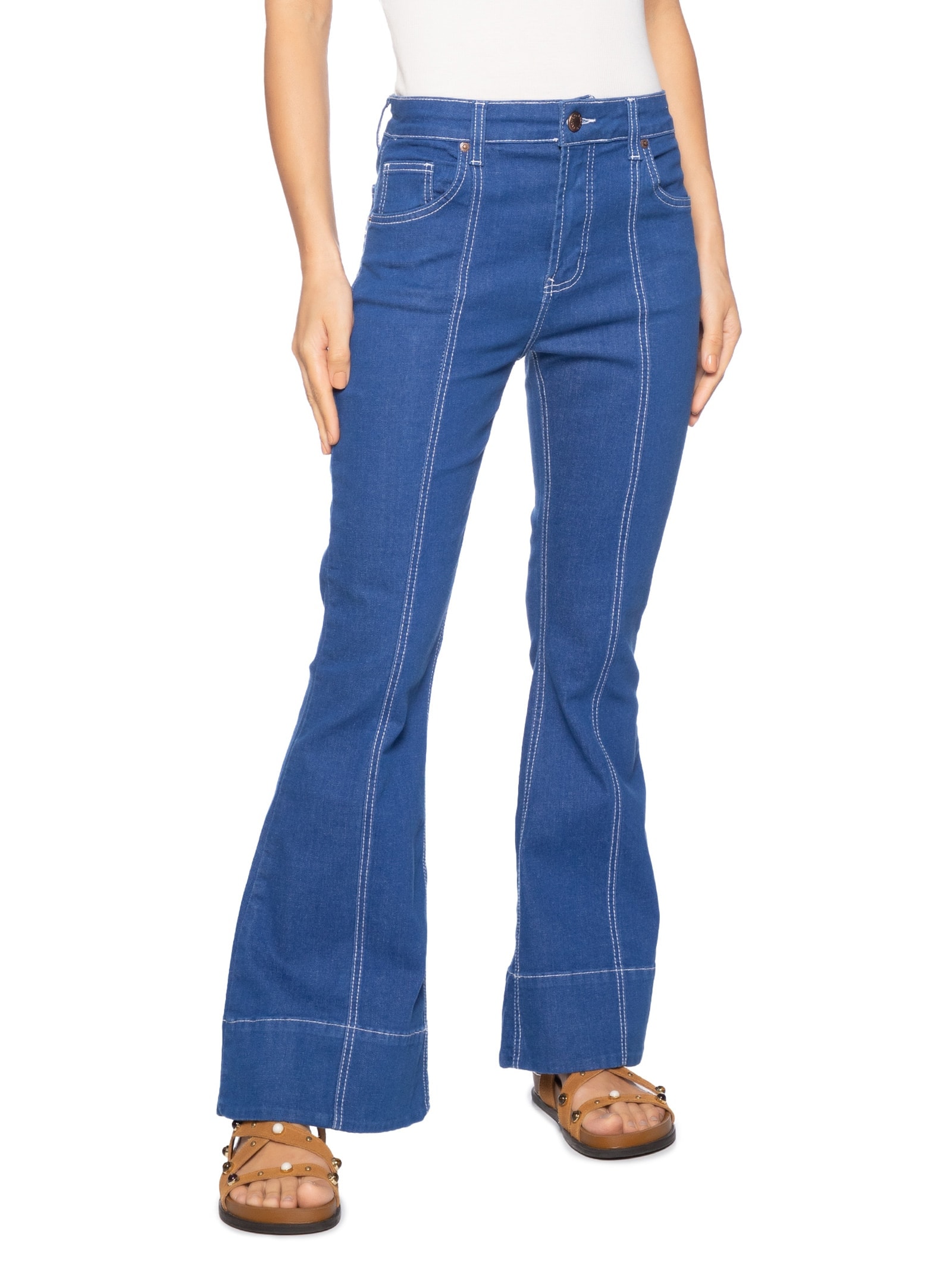 Calça Feminina Flare Alta Azul  Farm