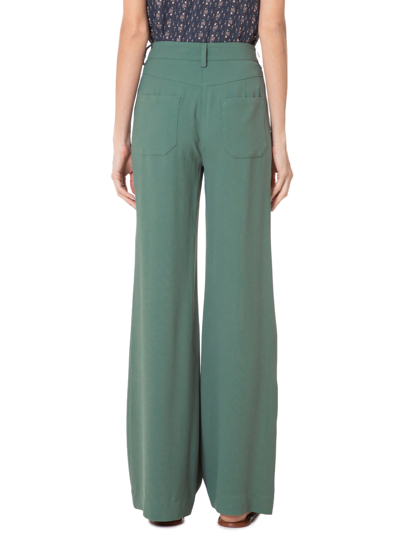 Calça Feminina Flare Crepe Verde Maria Filó