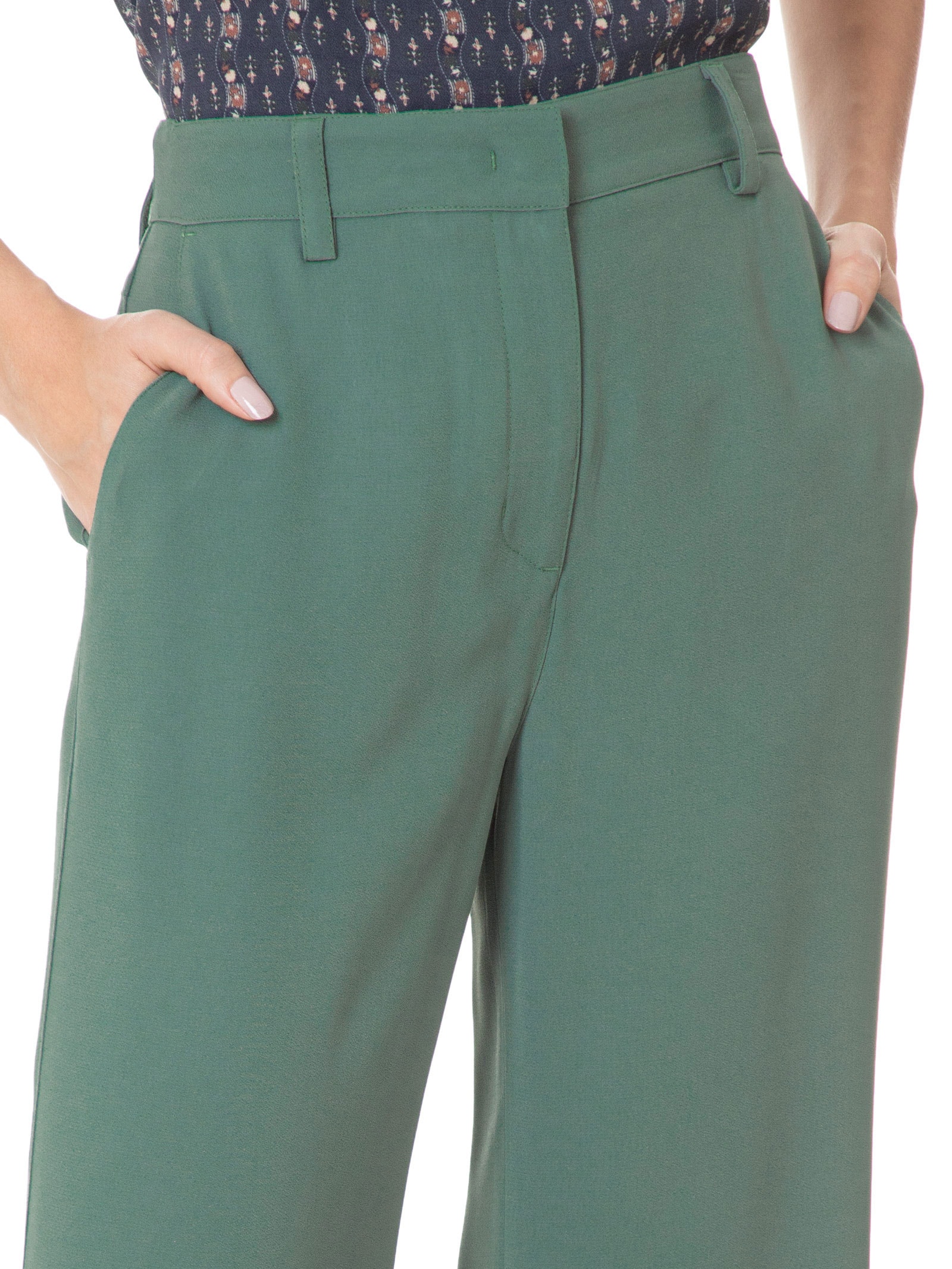 Calça Feminina Flare Crepe Verde Maria Filó