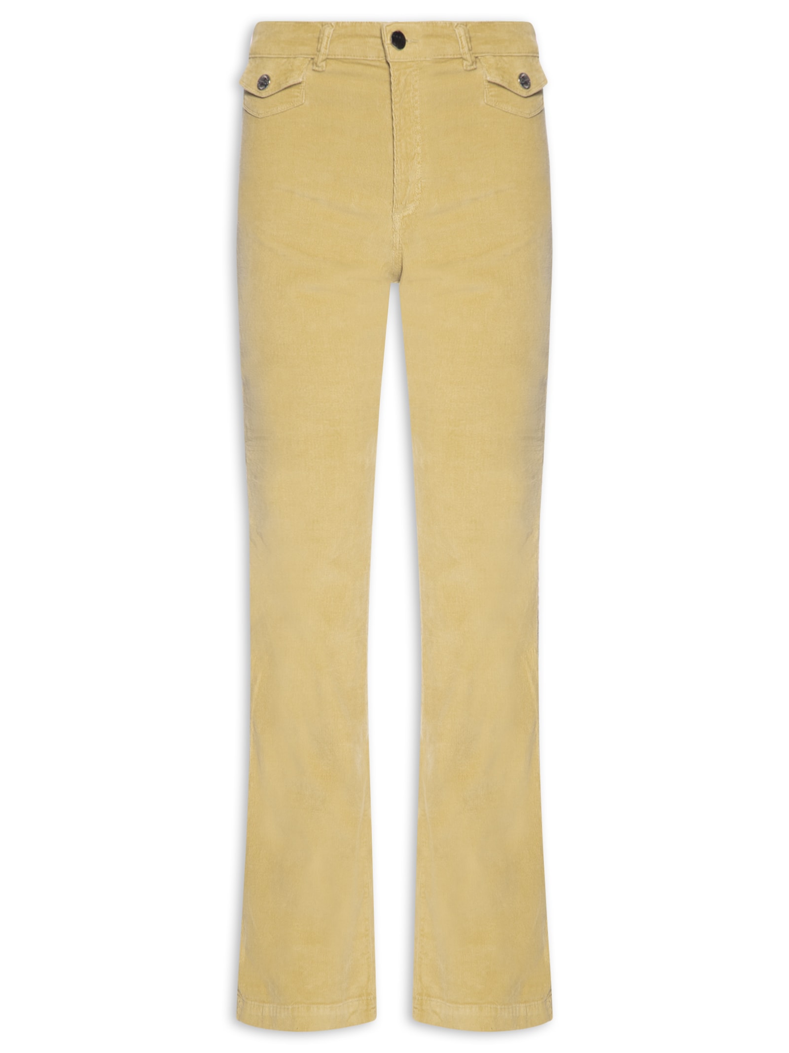 Calça Feminina Flare De Veludo Bolso Bege Animale