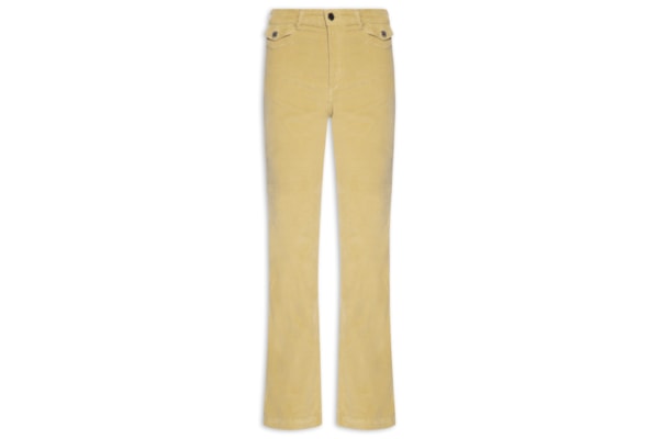 Calça Feminina Flare De Veludo Bolso - Bege