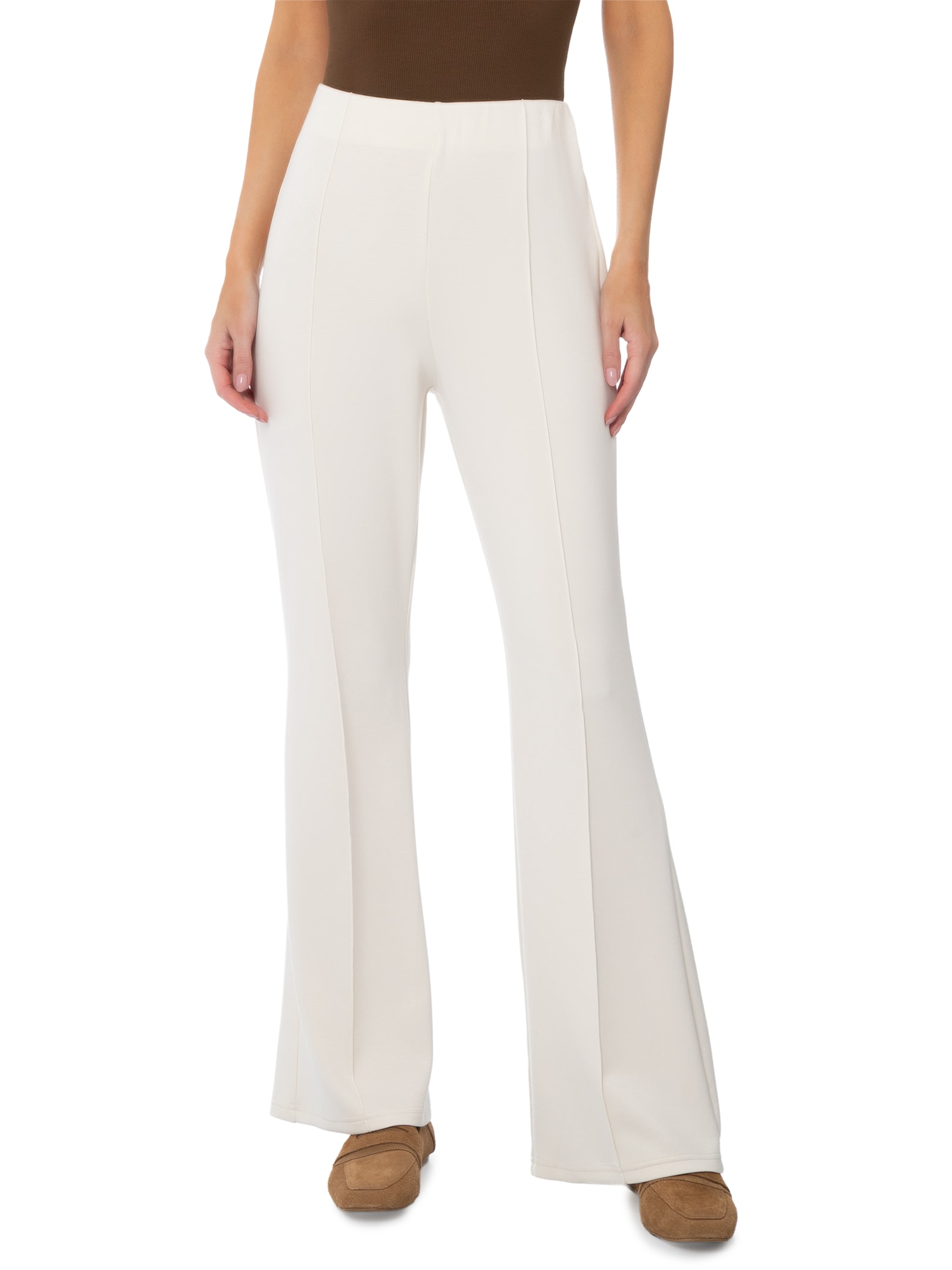 Calça Feminina Flare em Malha Amarelo Basiq