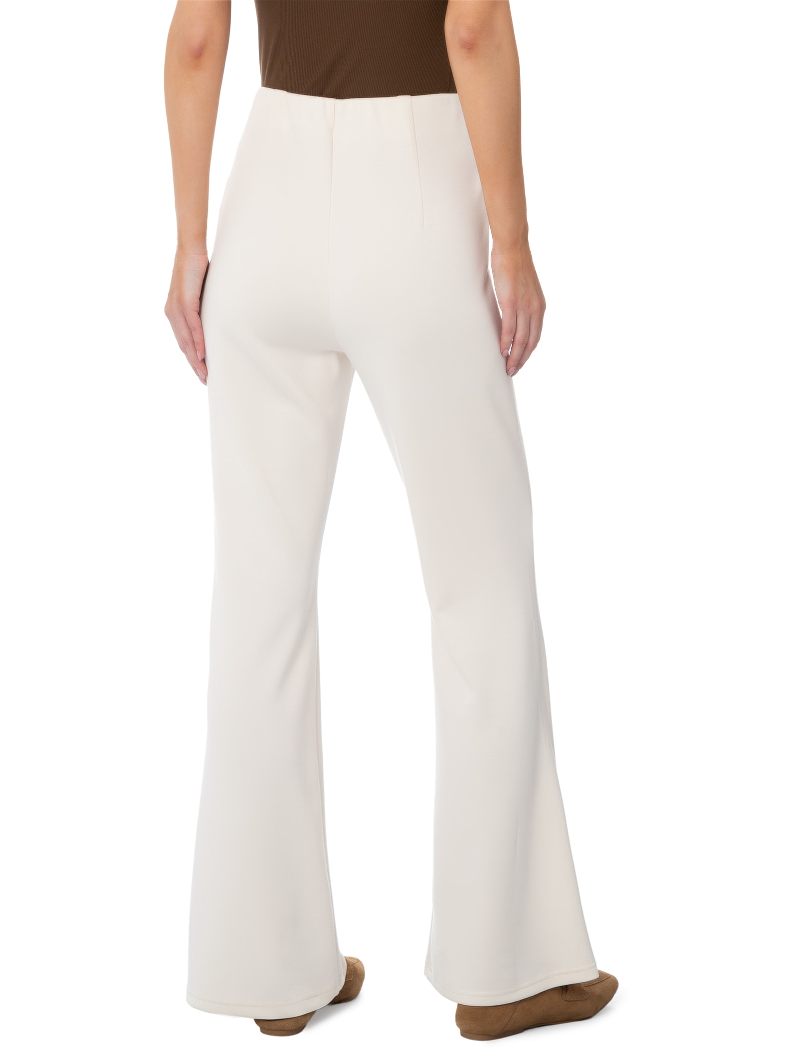Calça Feminina Flare em Malha Amarelo Basiq