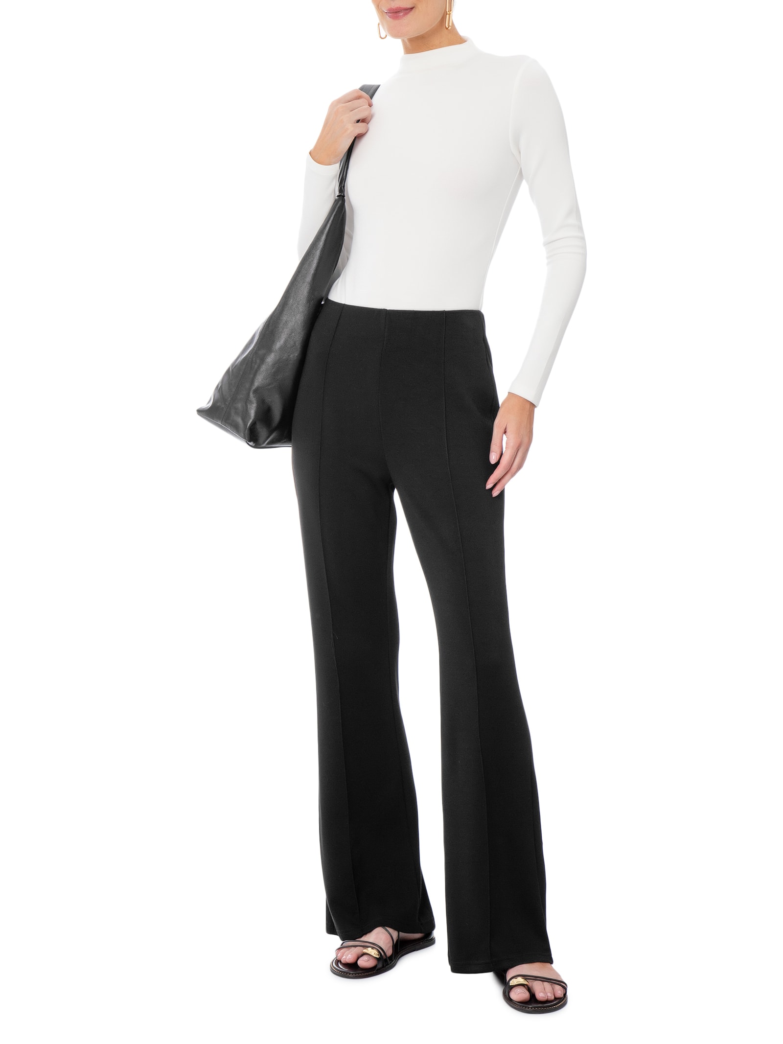 Calça Feminina Flare em Malha Preto Basiq