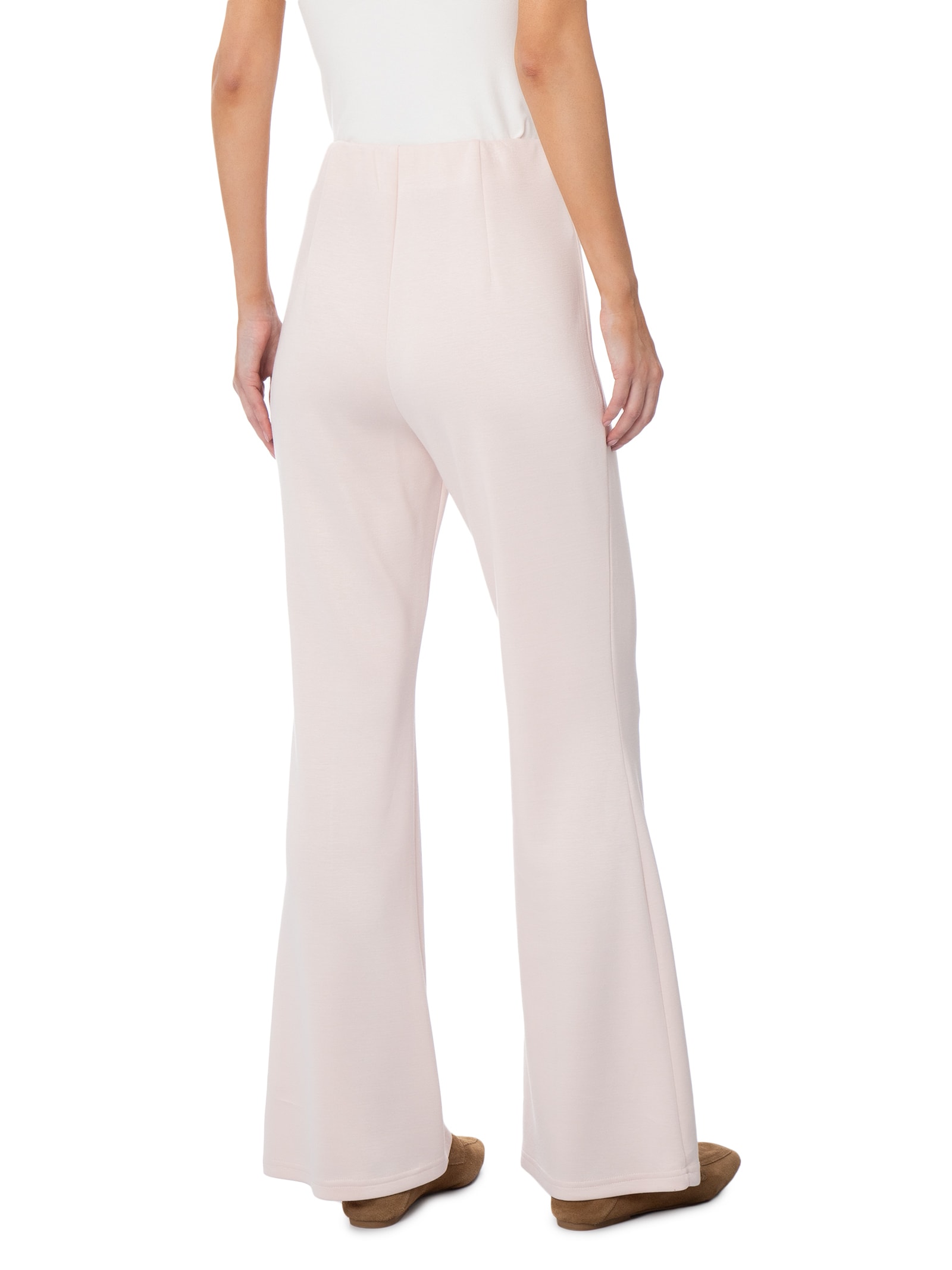 Calça Feminina Flare em Malha Rosa Basiq