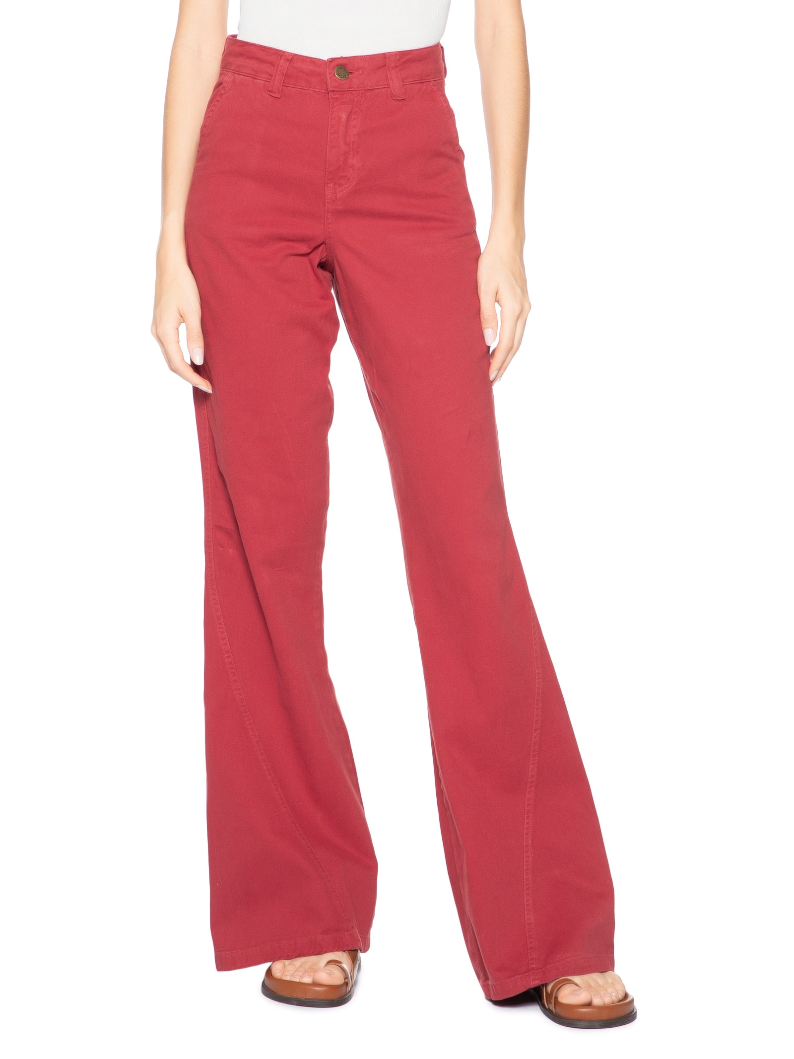 Calça Feminina Flare Lisa Vermelho Cacay