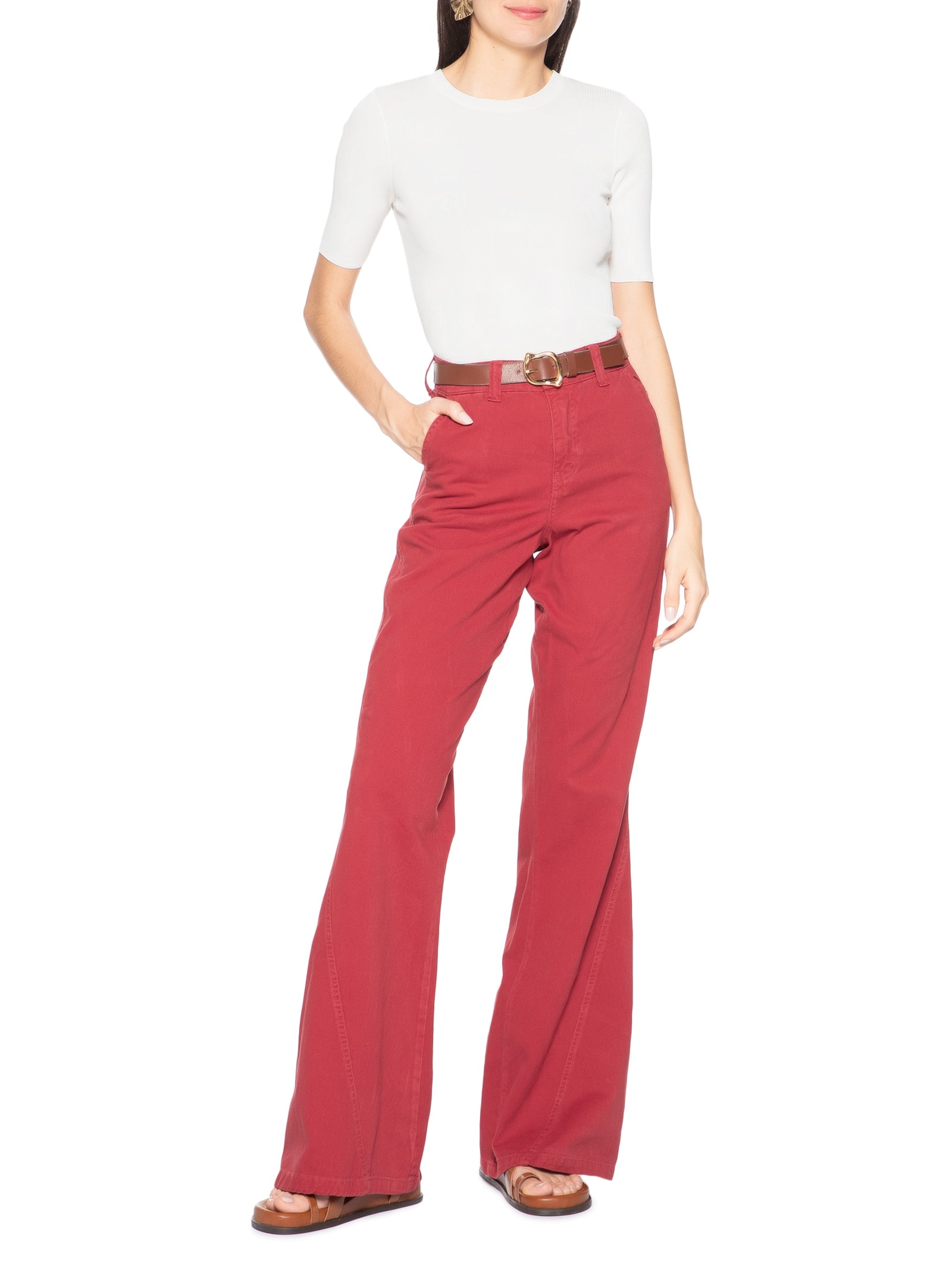 Calça Feminina Flare Lisa Vermelho Cacay