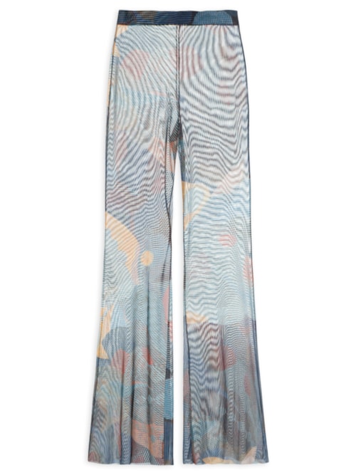 Calça Feminina Flare Tule Folhagem – Azul